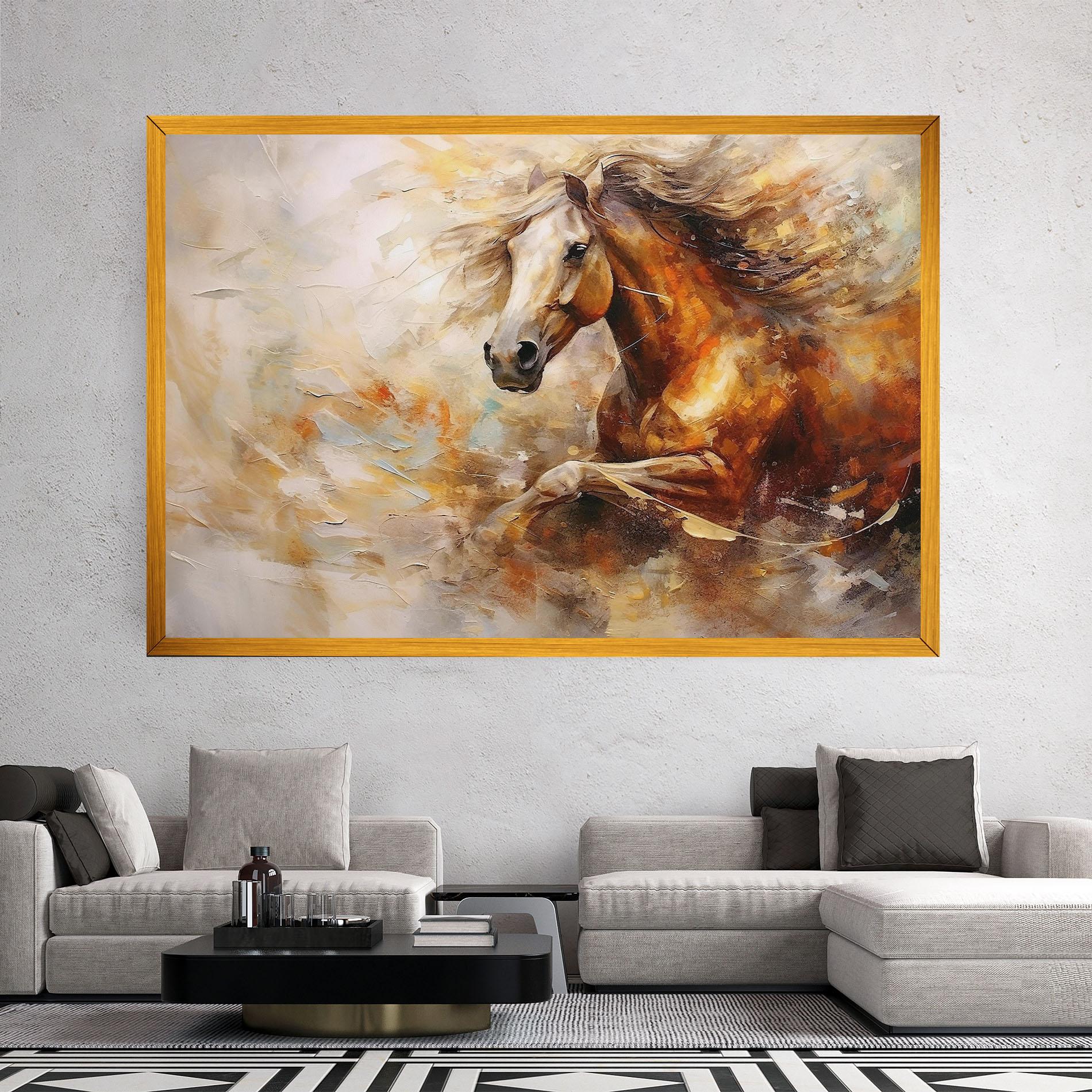 Leinwandbild Brown Horse Running mockup 2