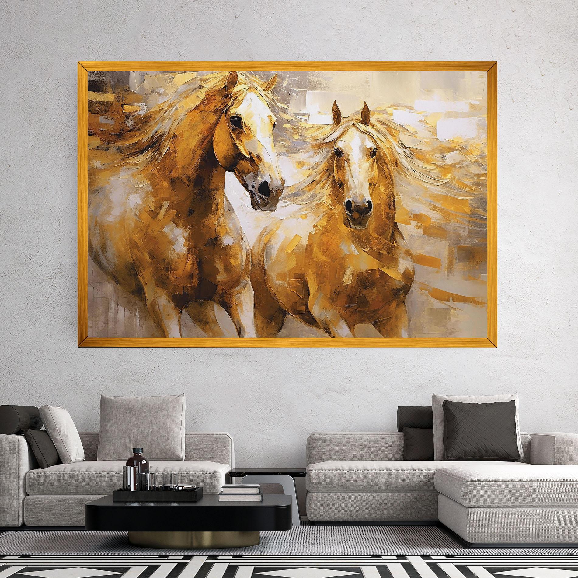 Leinwandbild Golden Brown Horses mockup 2
