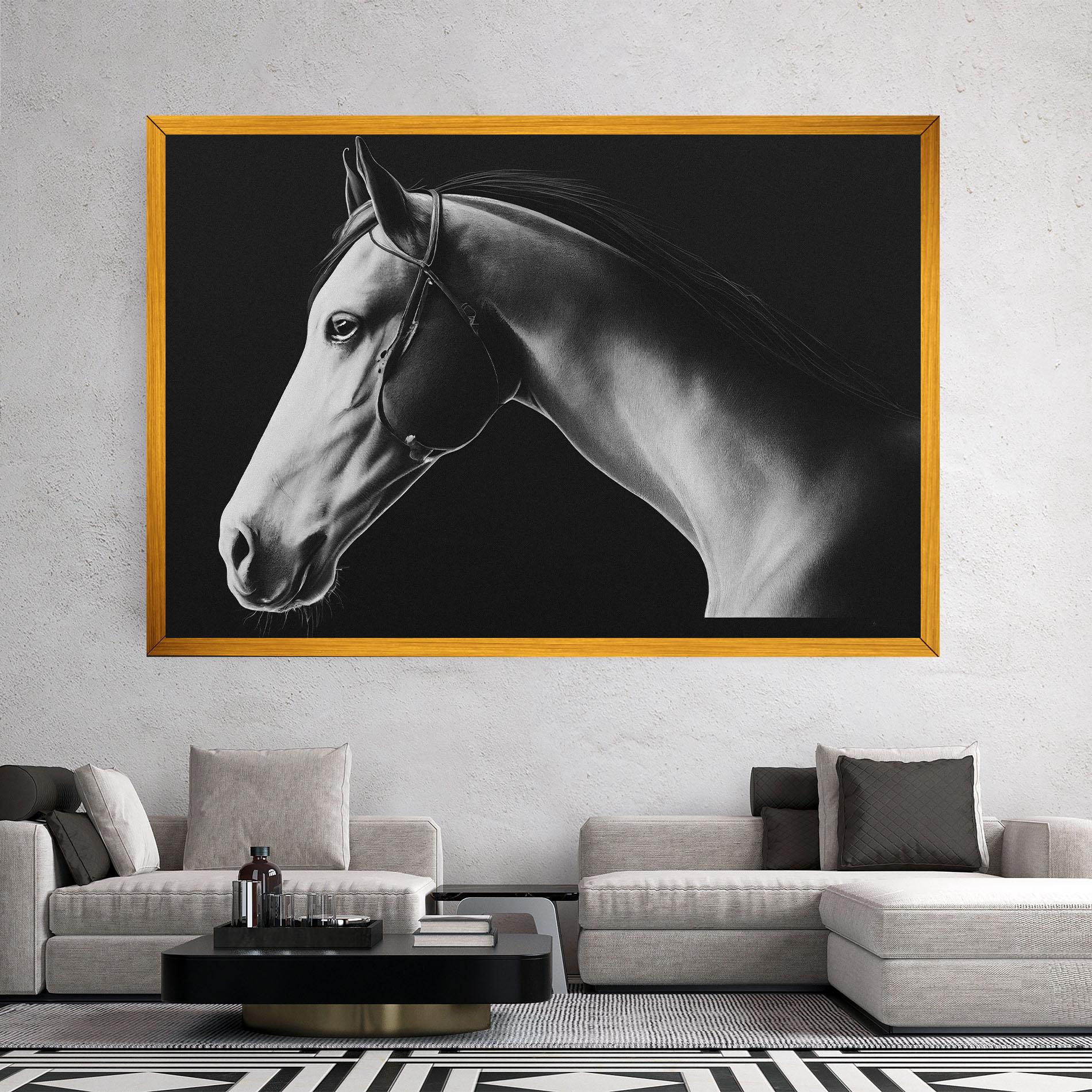 Leinwandbild Gray Horse Profile mockup 2