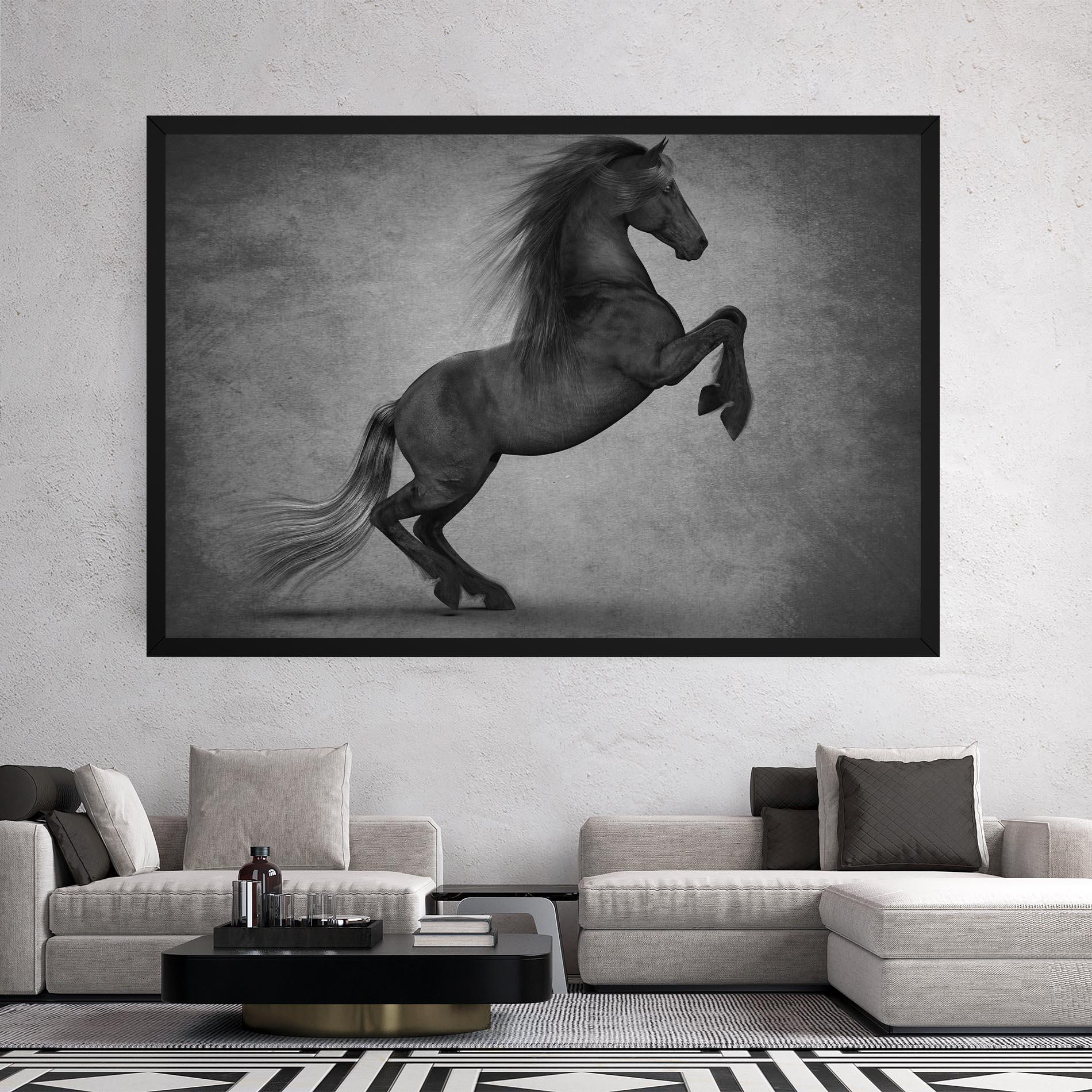 Leinwandbild Black Horse Jumping mockup 2