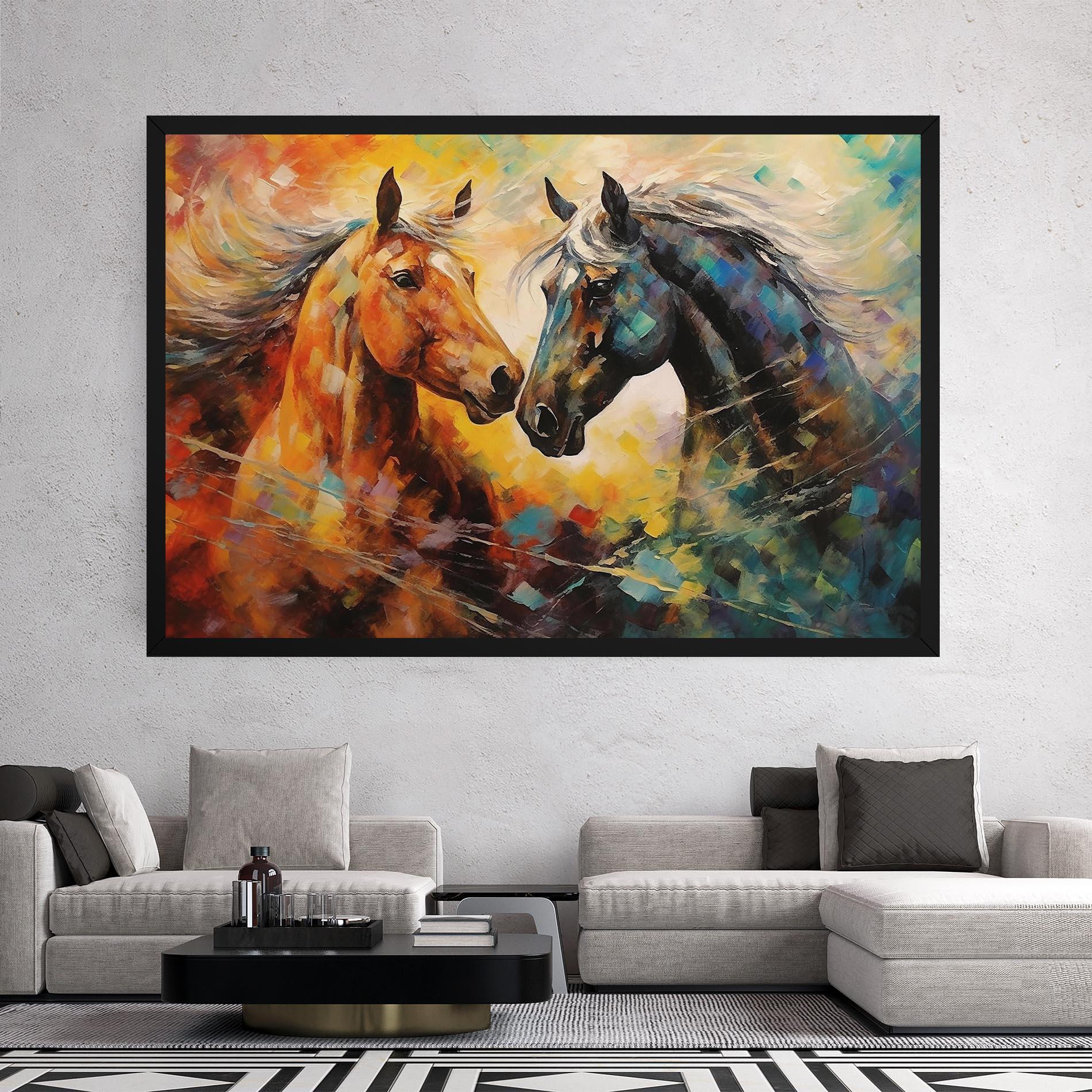 Leinwandbild Brown Black Horses mockup 2