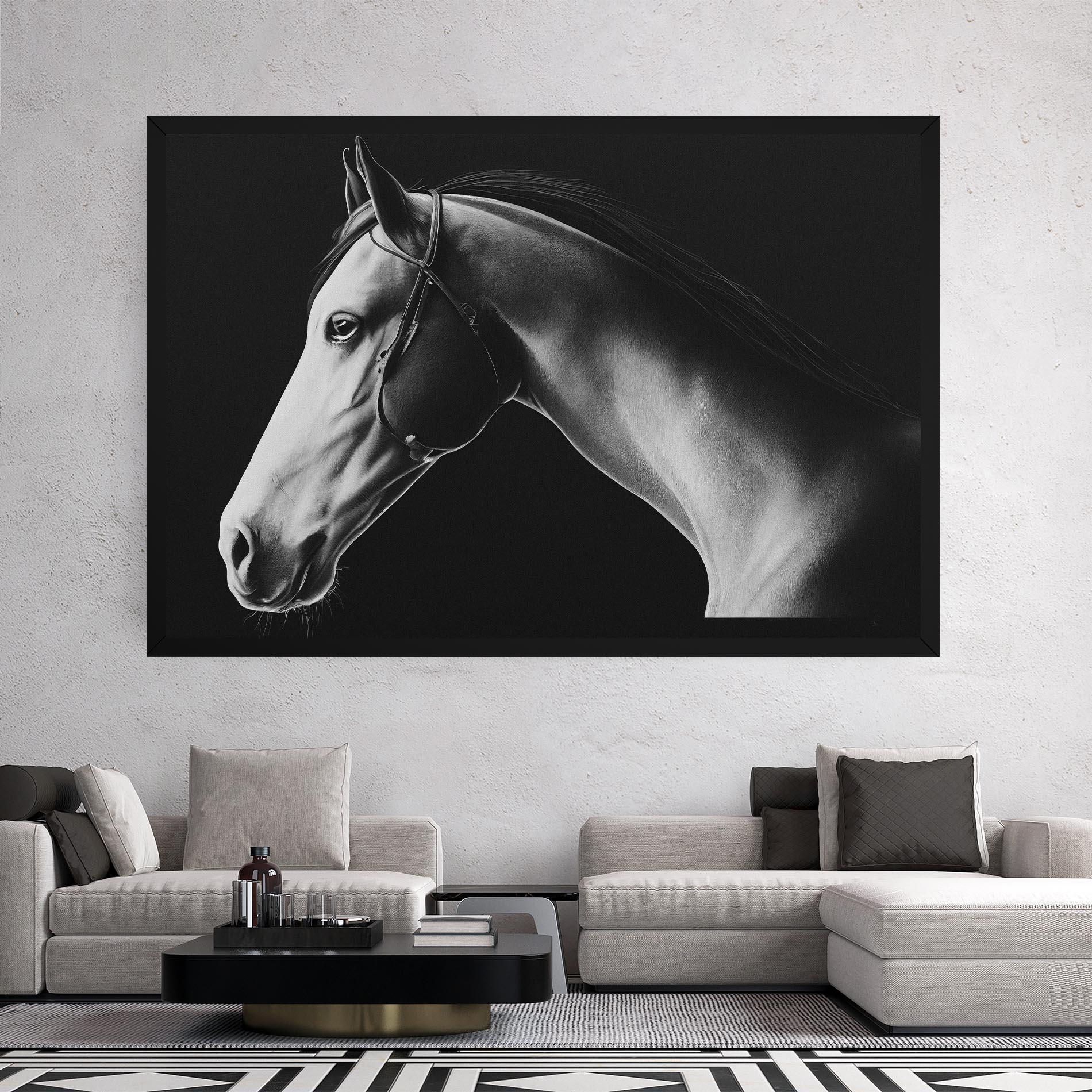 Leinwandbild Gray Horse Profile mockup 2