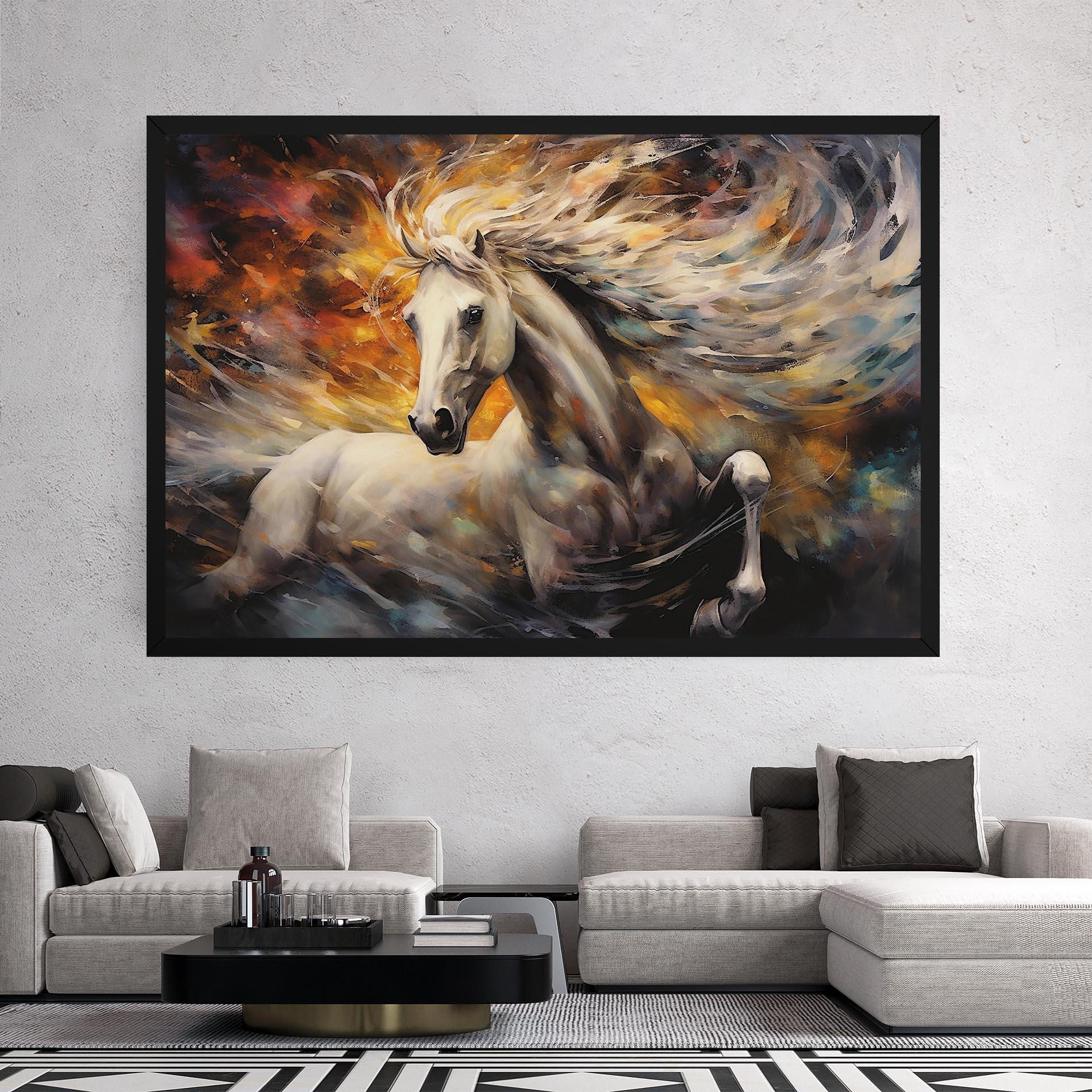 Leinwandbild White Horse Painting mockup 2