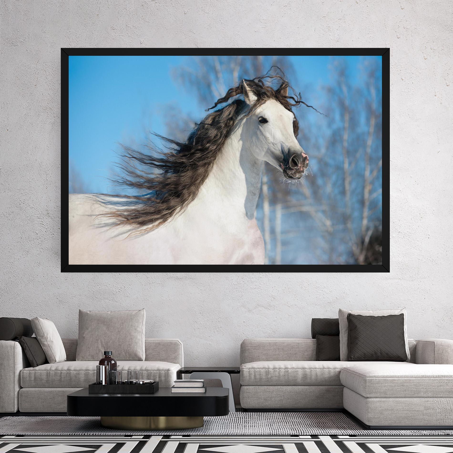Leinwandbild Wild Black Hair Horse mockup 2