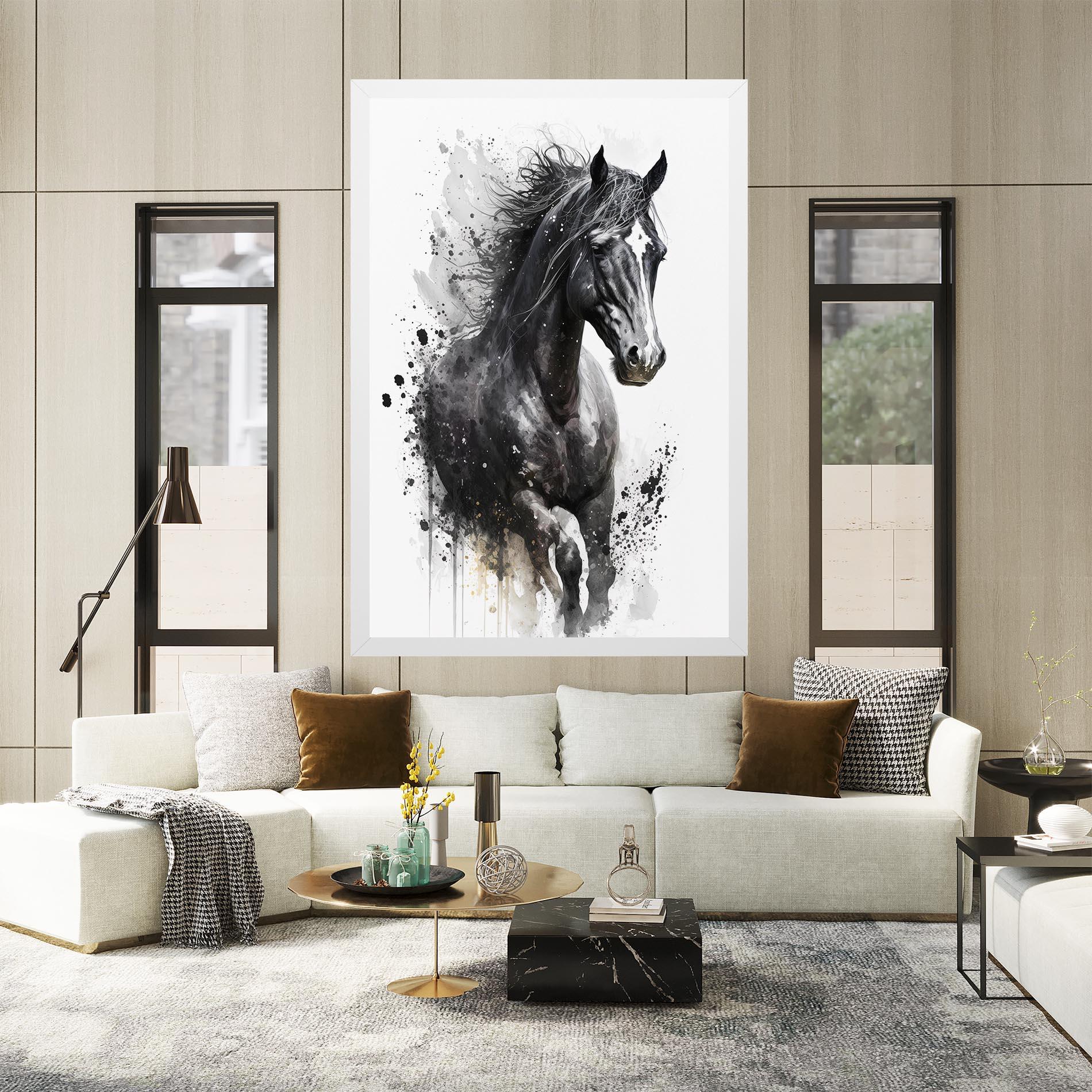 Leinwandbild Black Horse mockup 2