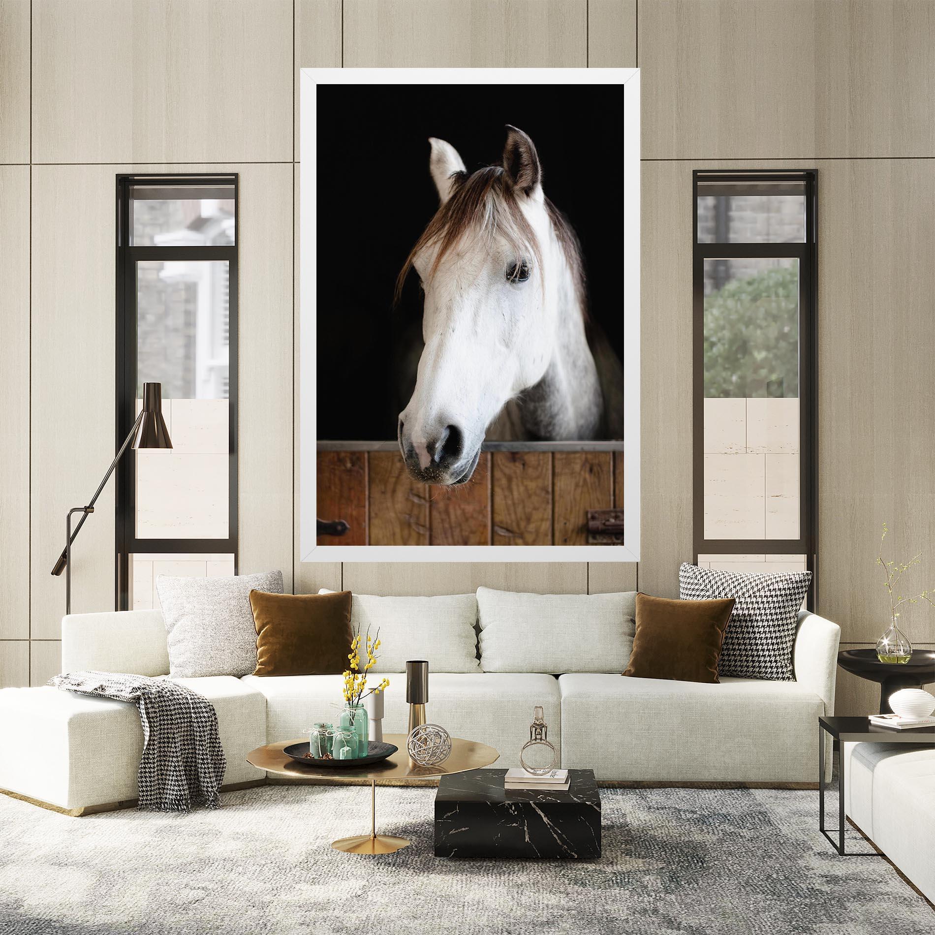 Leinwandbild Grey Horse Head mockup 2