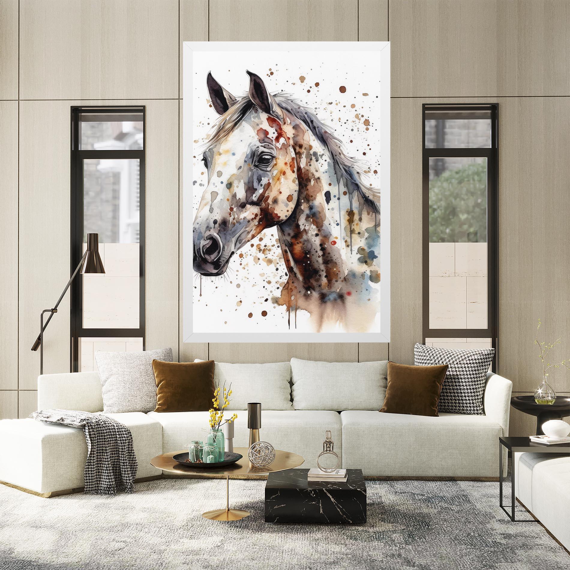 Leinwandbild Watercolor Horse mockup 2