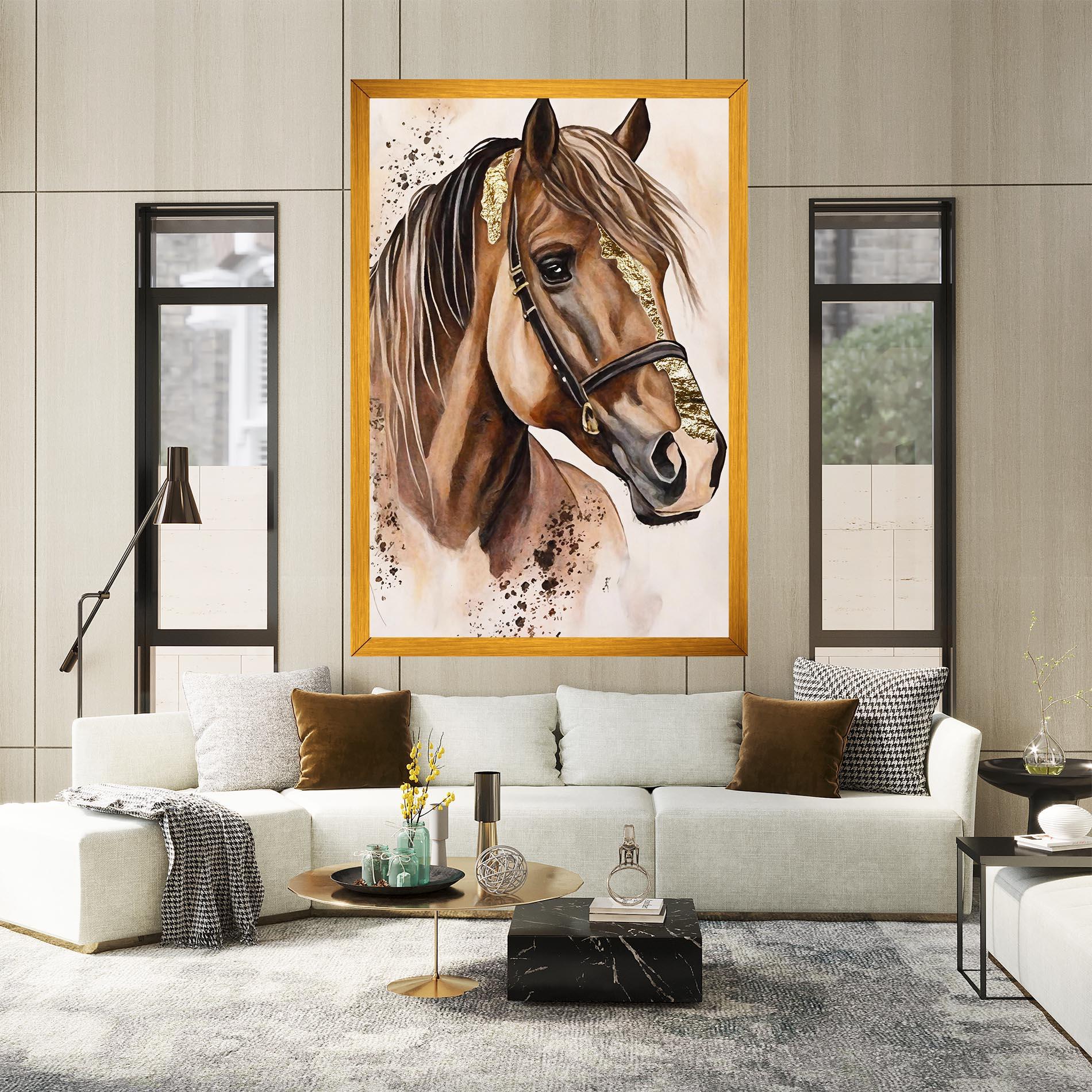 Leinwandbild Gold Horse Painting mockup 2