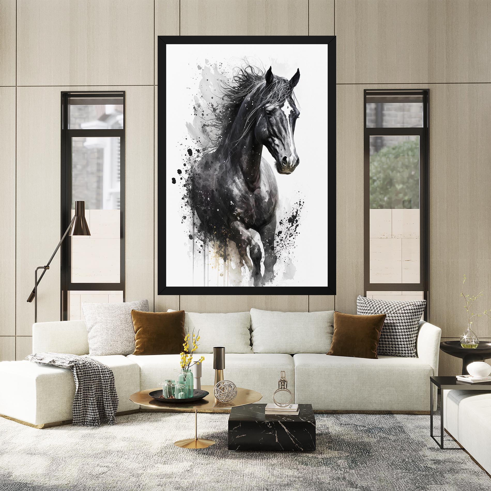 Leinwandbild Black Horse mockup 2