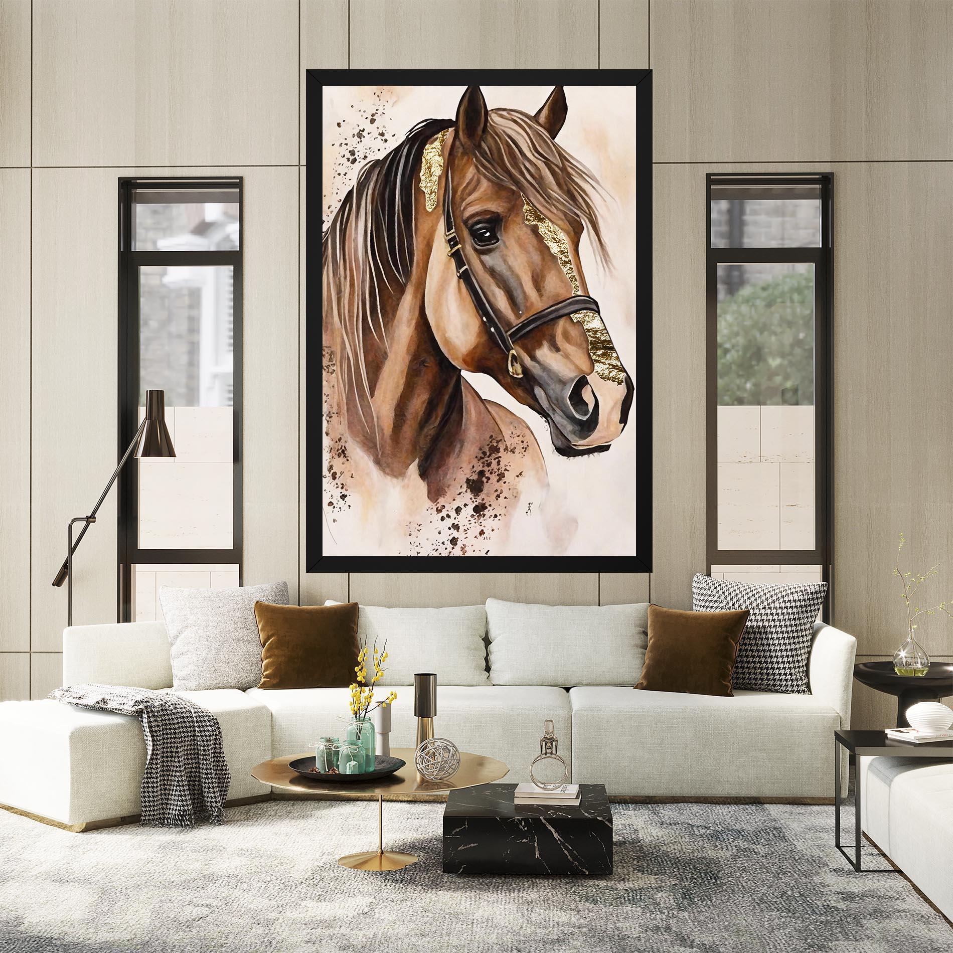 Leinwandbild Gold Horse Painting mockup 2