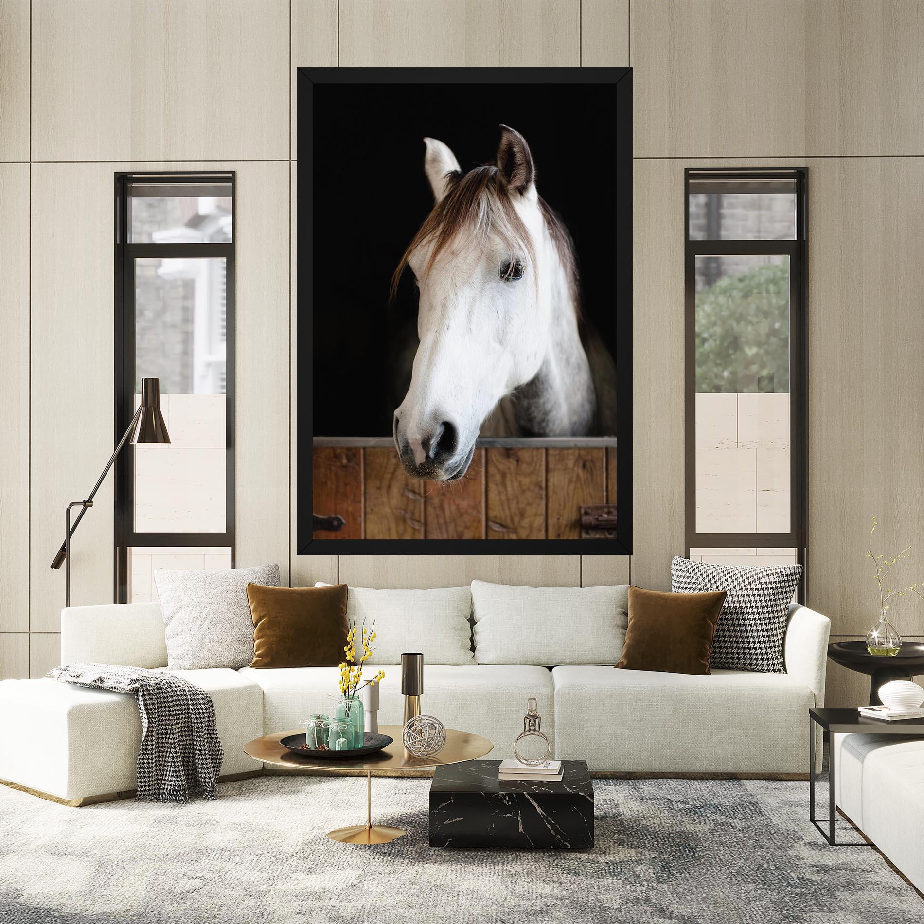 Leinwandbild Grey Horse Head mockup 2