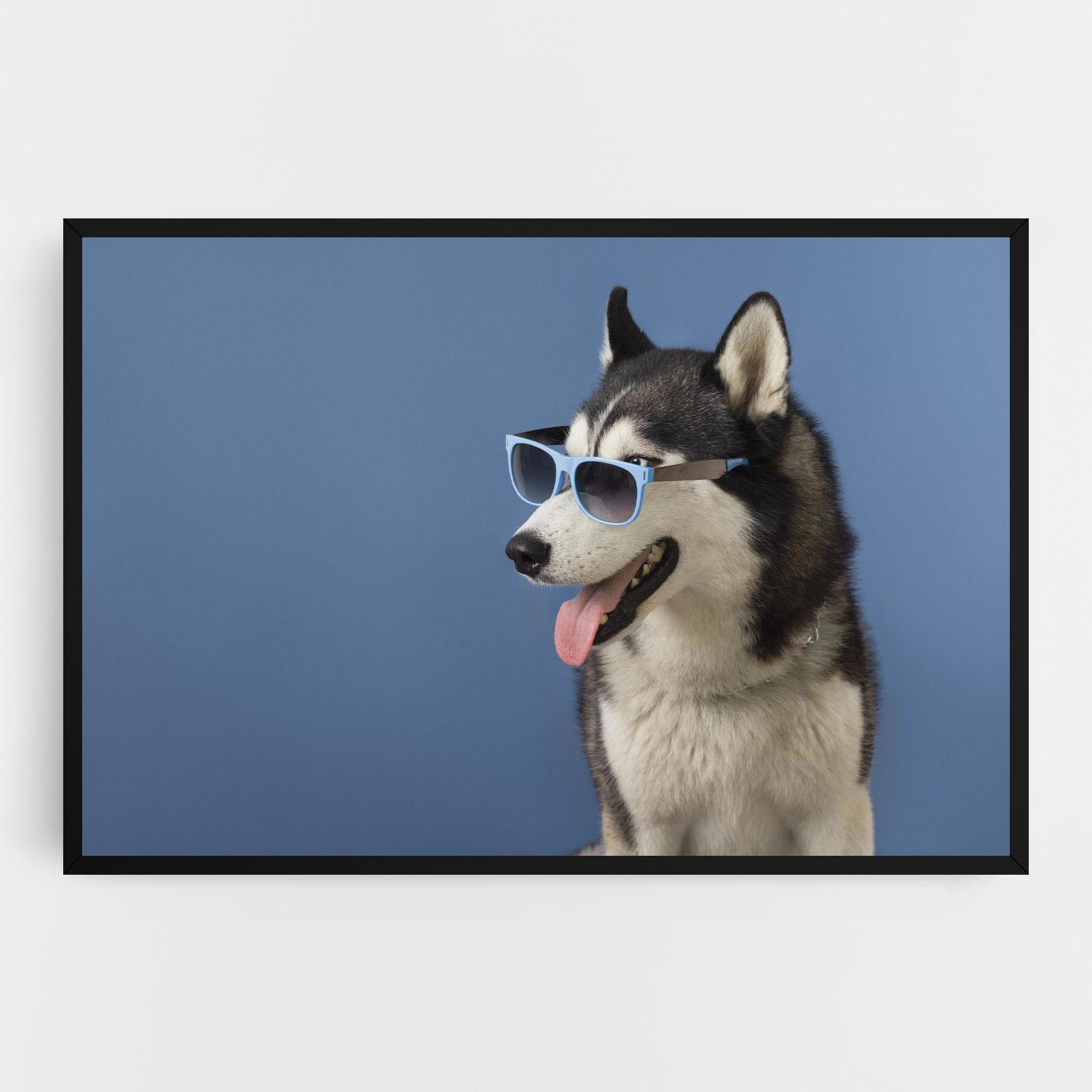 Leinwandbild Blue Glasses Dog mockup 0
