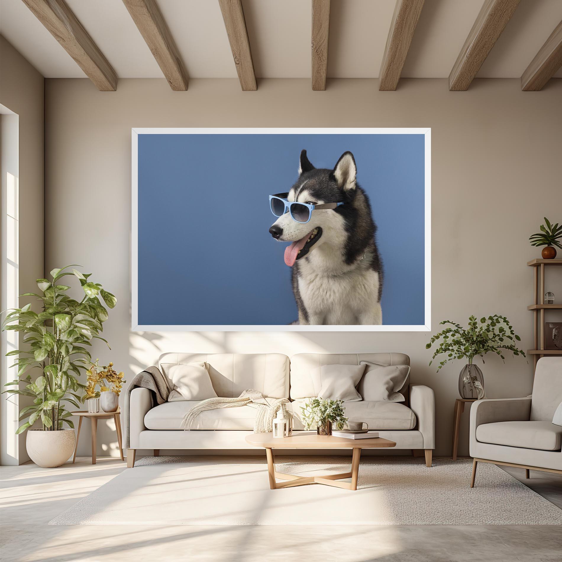Leinwandbild Blue Glasses Dog mockup 6