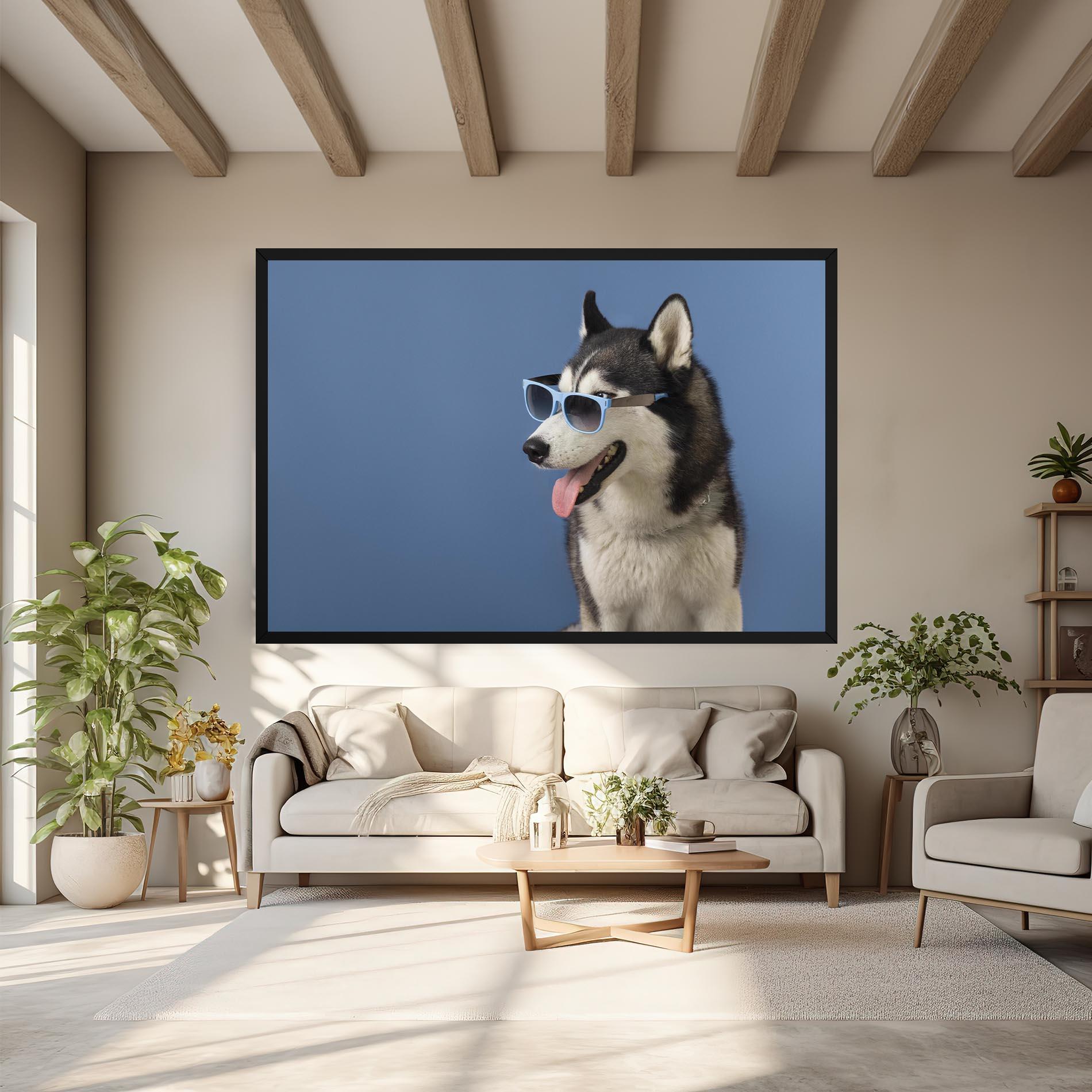 Leinwandbild Blue Glasses Dog mockup 6