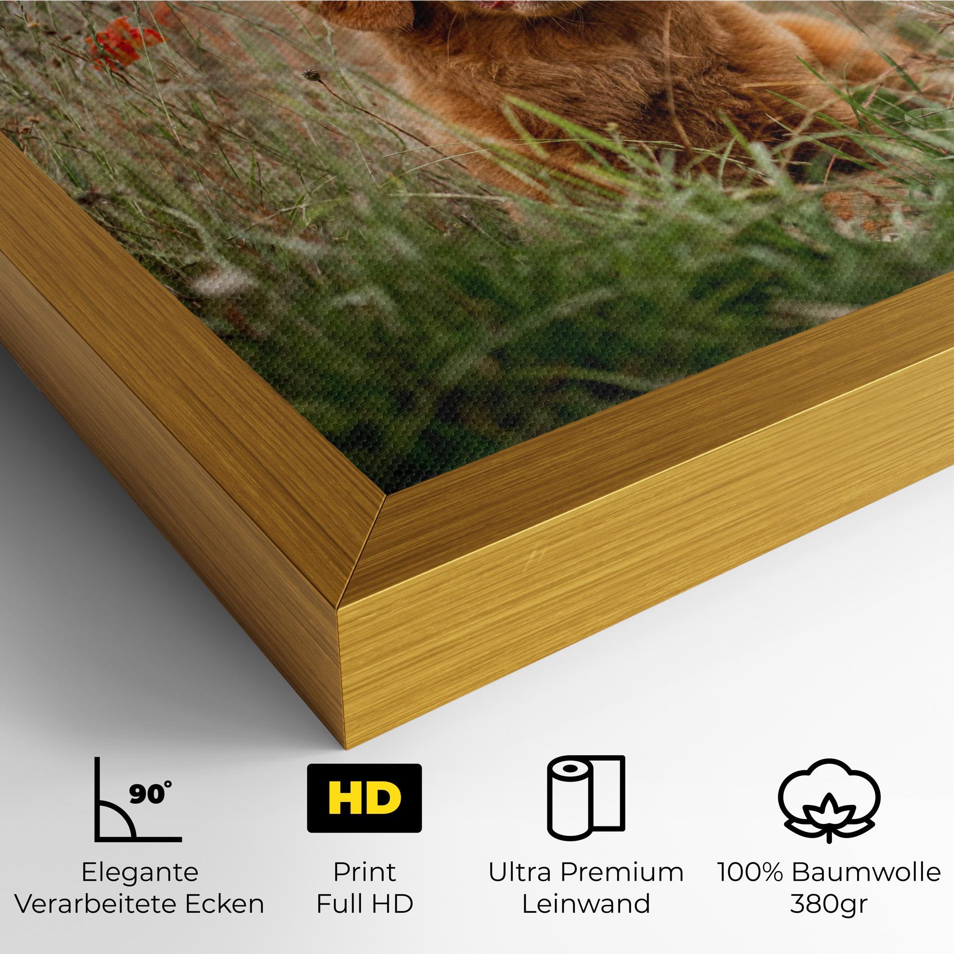 Leinwandbild Red Flowers Dog mockup 4