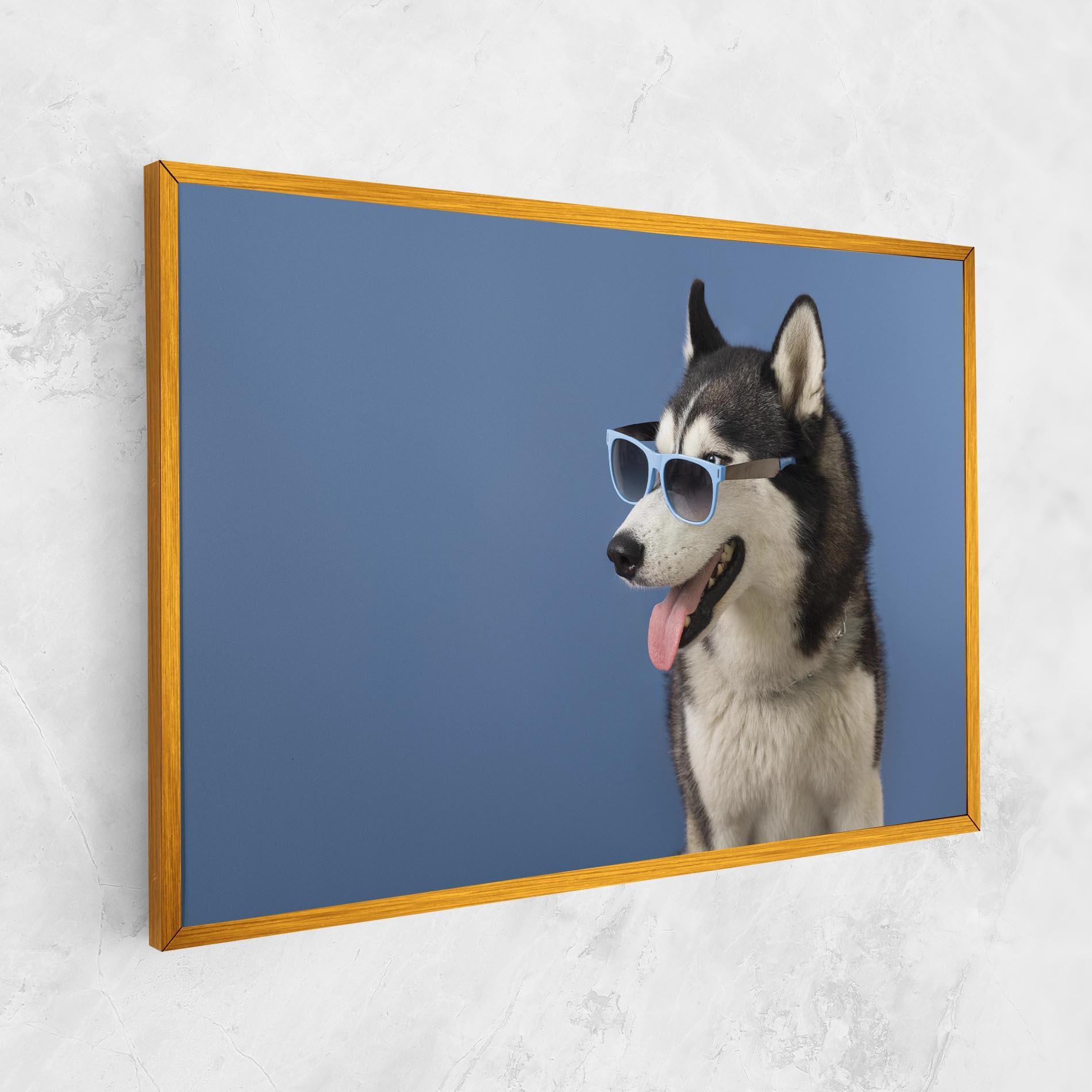 Leinwandbild Blue Glasses Dog mockup 1
