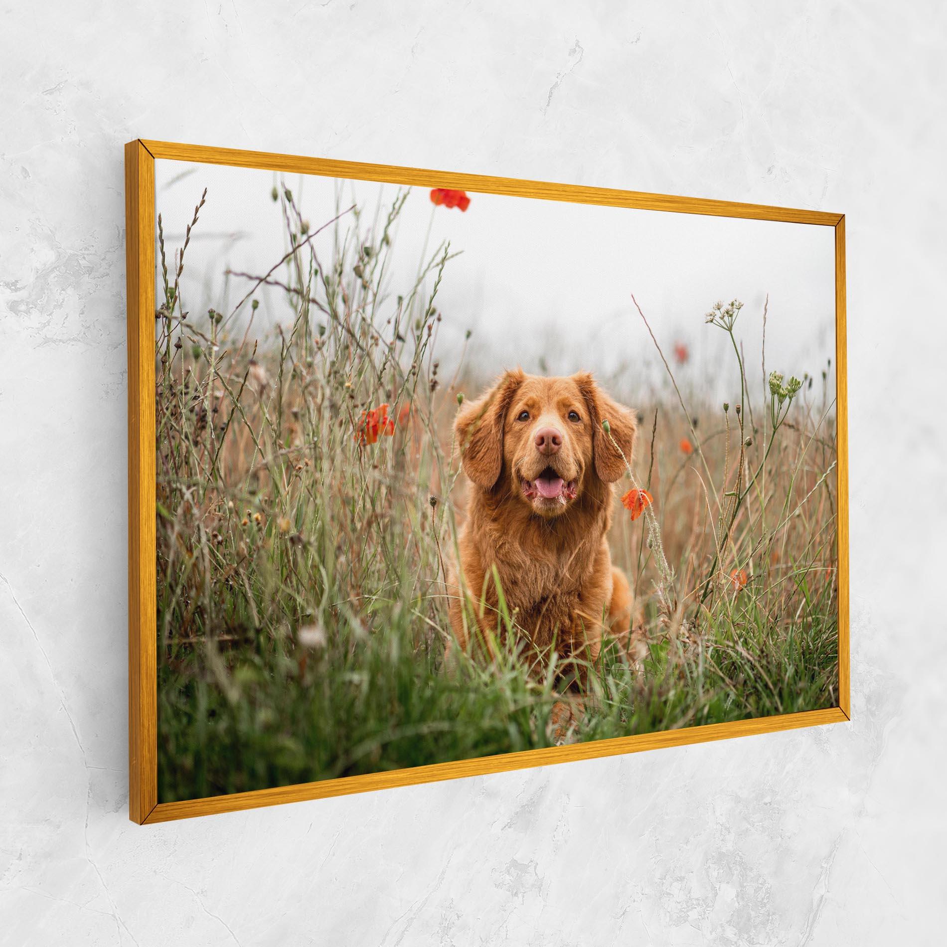 Leinwandbild Red Flowers Dog mockup 1