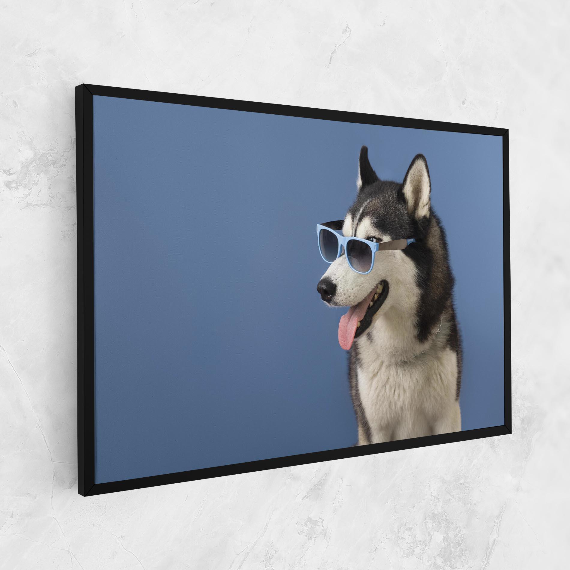 Leinwandbild Blue Glasses Dog mockup 1