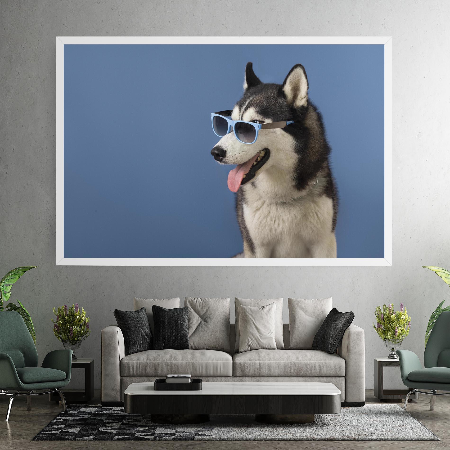 Leinwandbild Blue Glasses Dog mockup 7