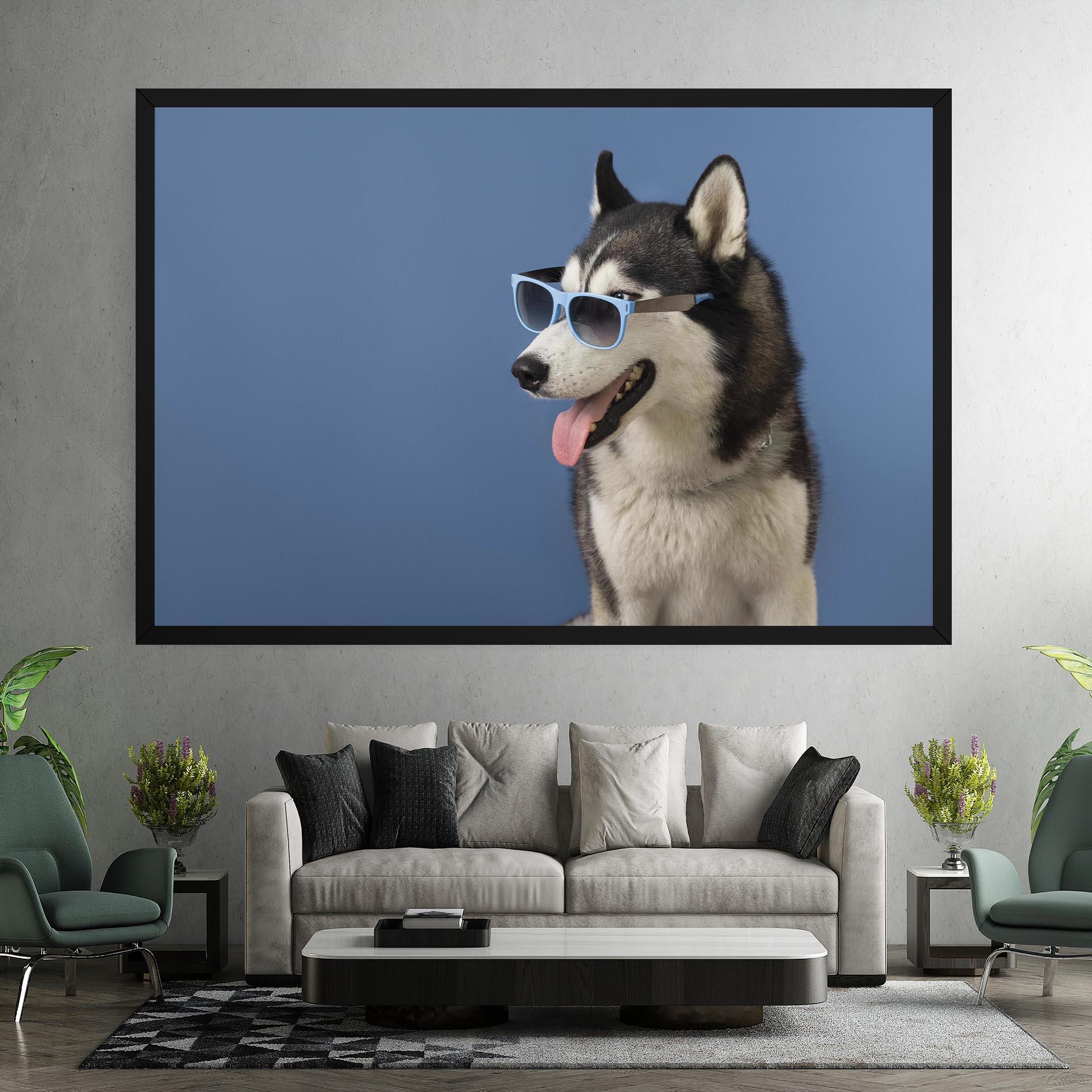 Leinwandbild Blue Glasses Dog mockup 7