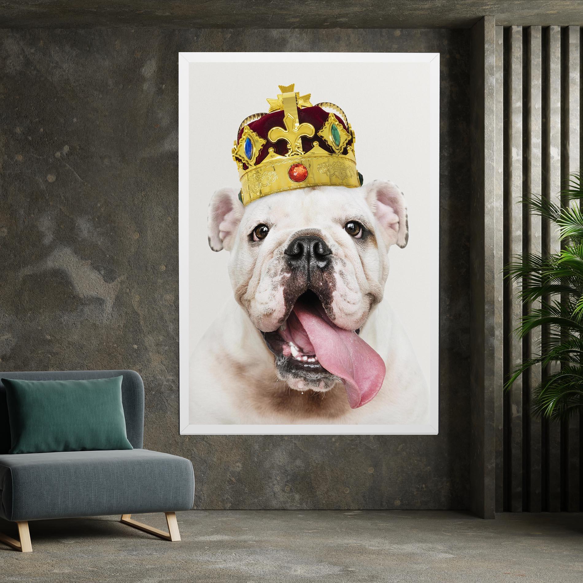 Leinwandbild Bulldog Wearing Crown mockup 7