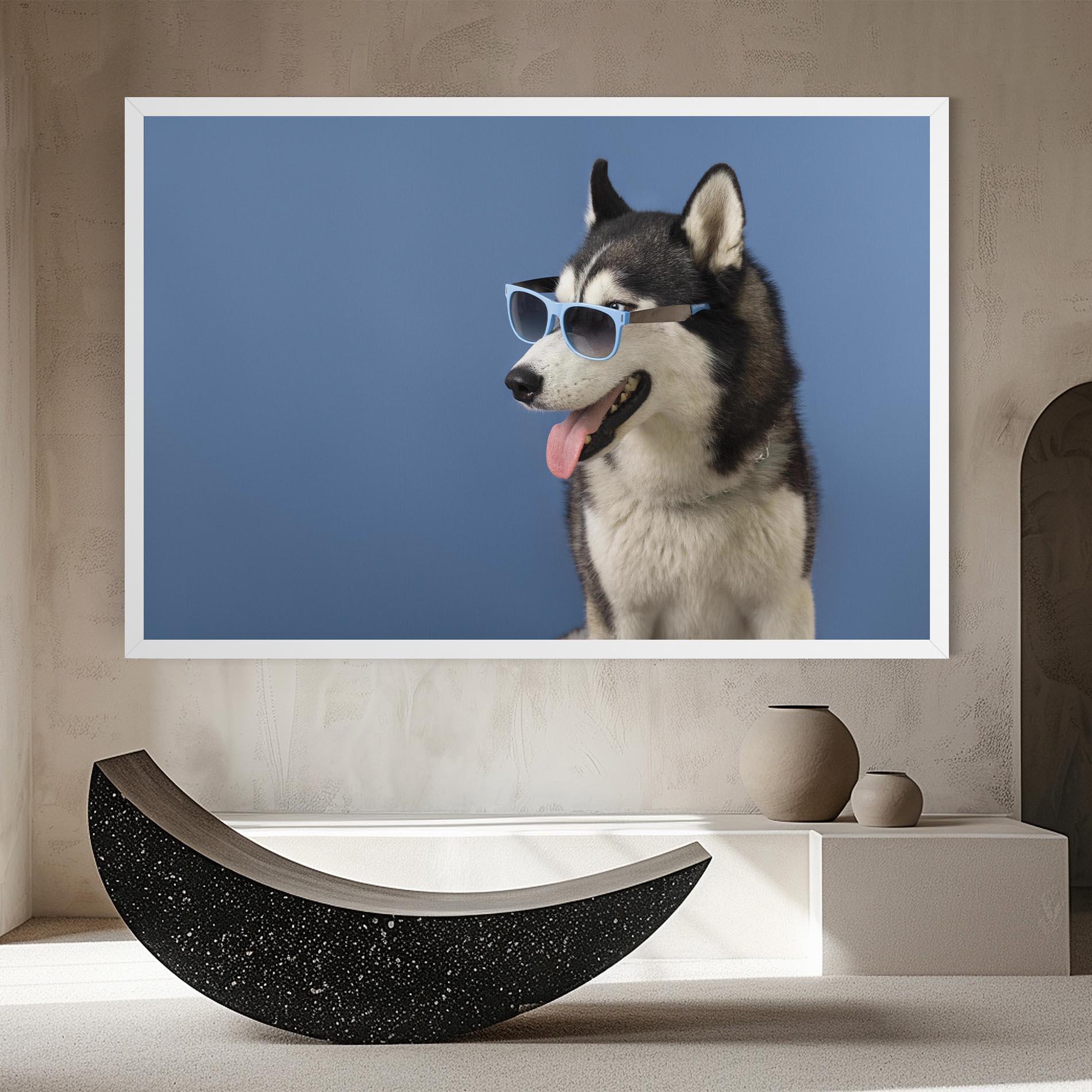 Leinwandbild Blue Glasses Dog mockup 8