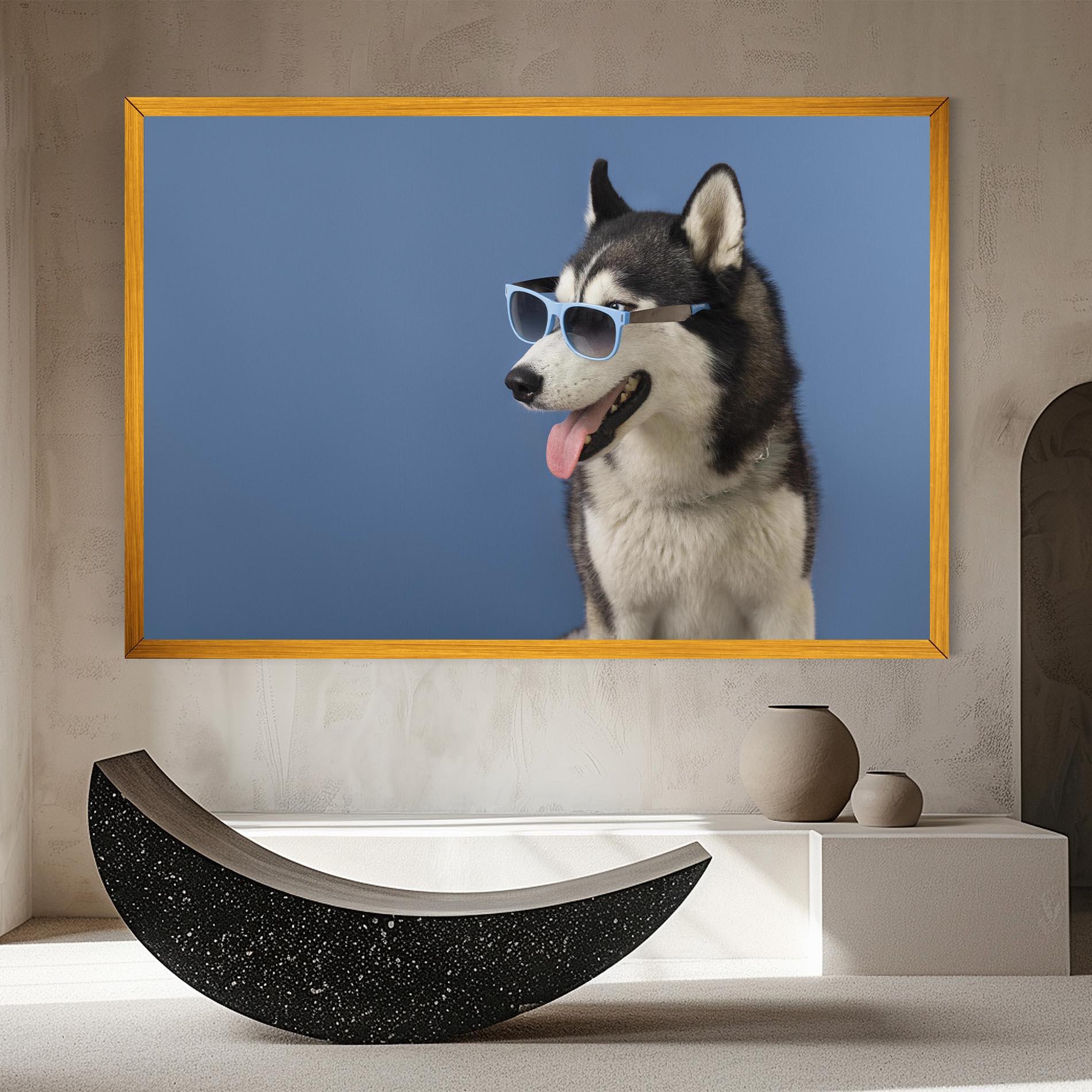 Leinwandbild Blue Glasses Dog mockup 8