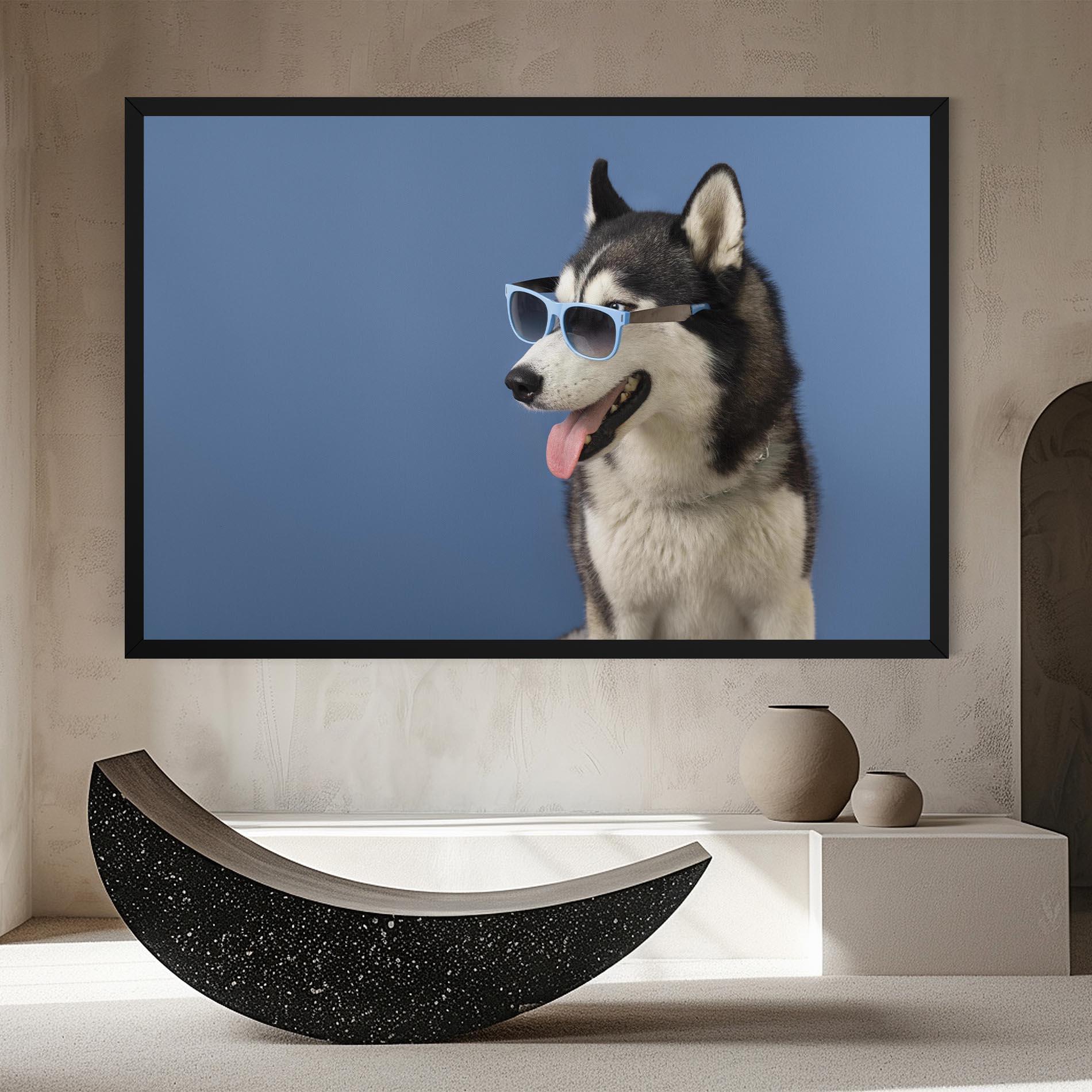 Leinwandbild Blue Glasses Dog mockup 8