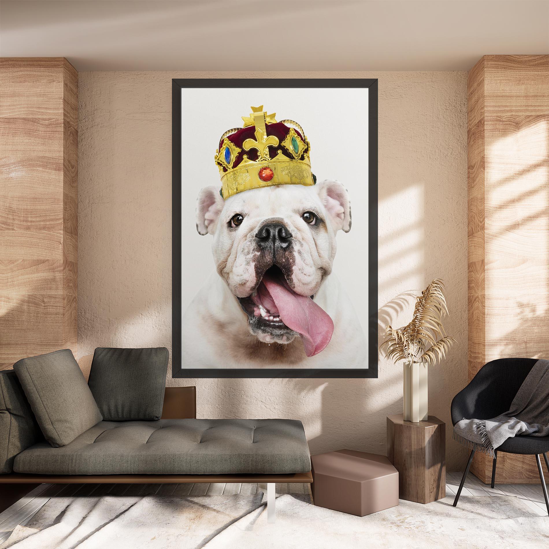Leinwandbild Bulldog Wearing Crown mockup 8