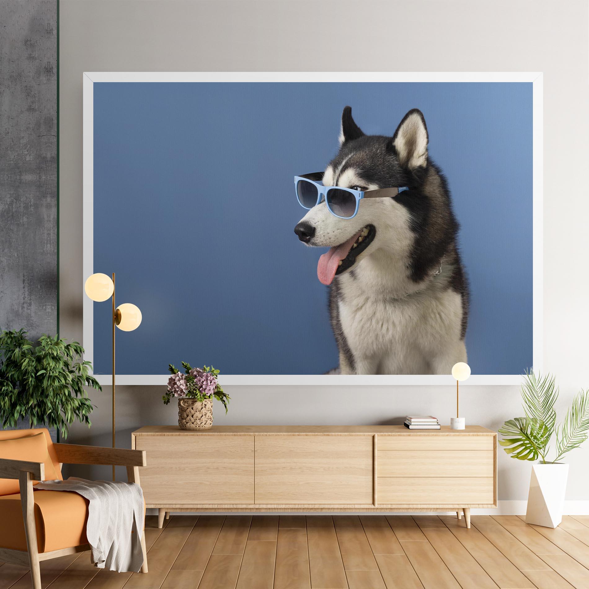 Leinwandbild Blue Glasses Dog mockup 9