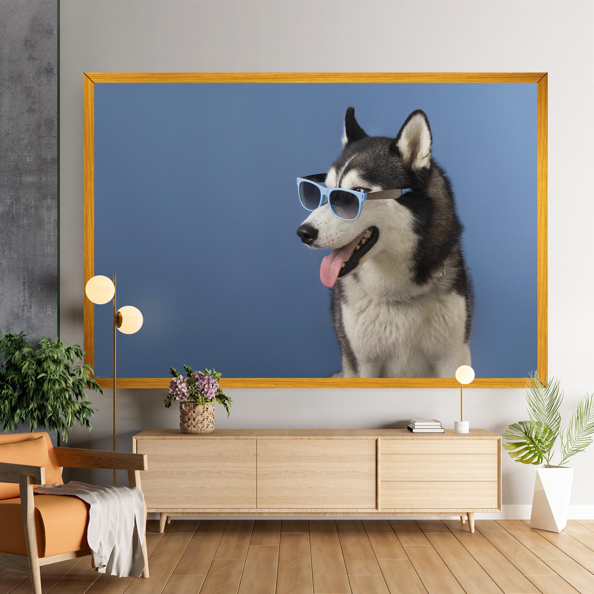 Leinwandbild Blue Glasses Dog mockup 9