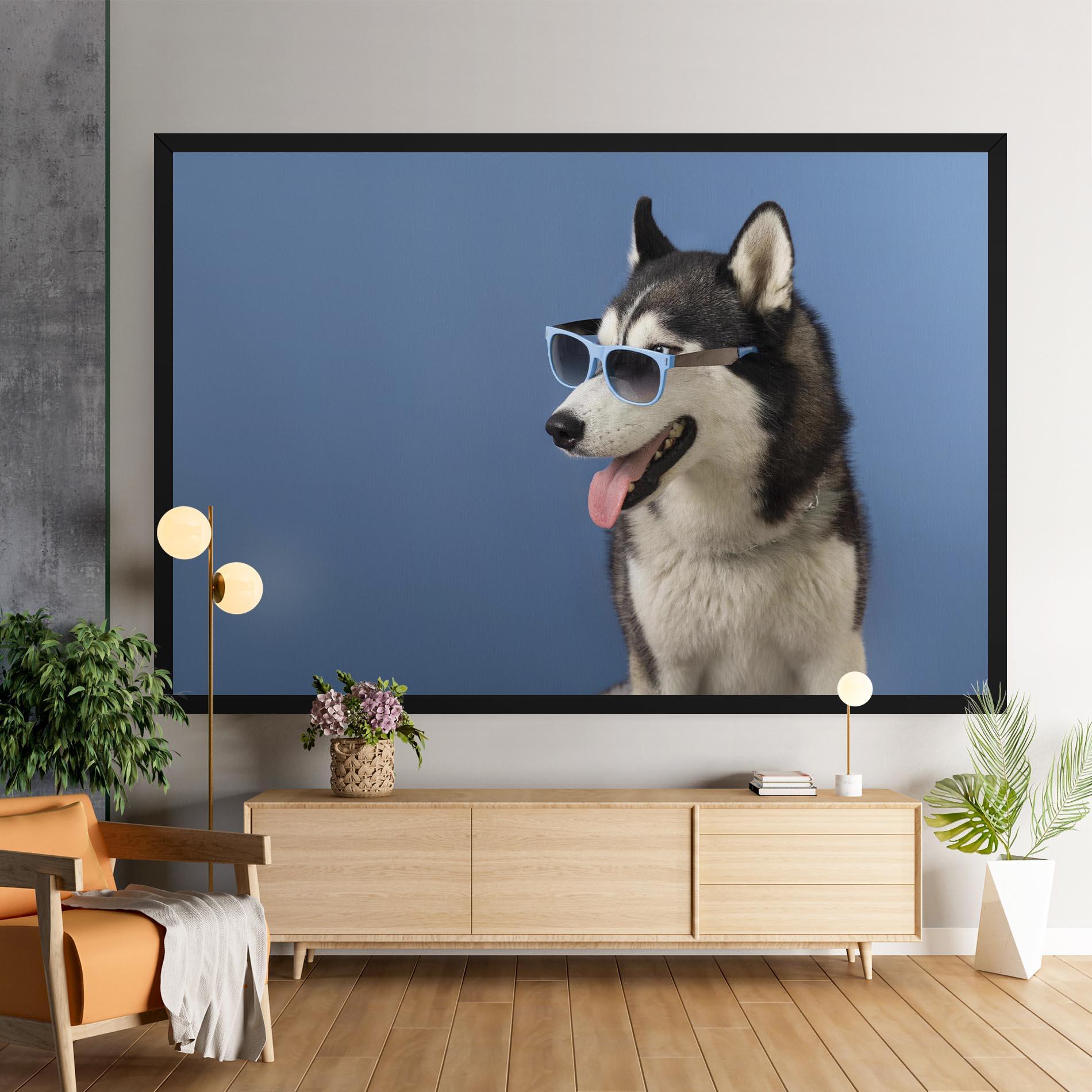 Leinwandbild Blue Glasses Dog mockup 9