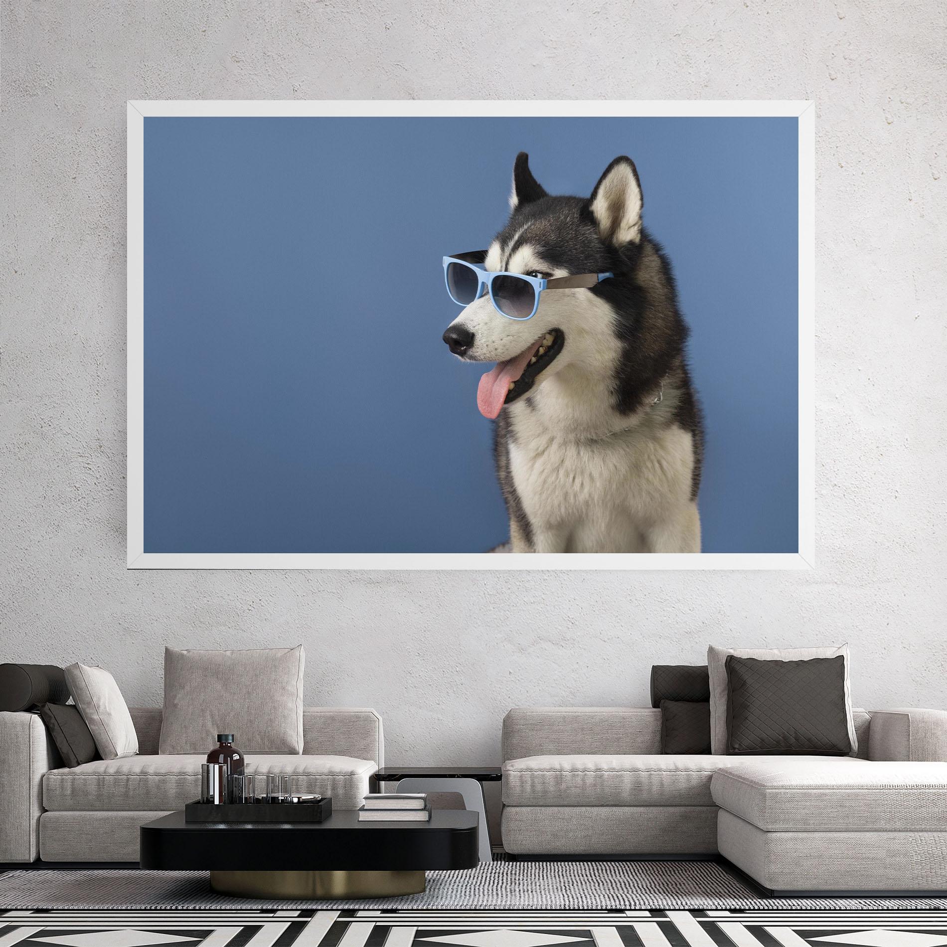 Leinwandbild Blue Glasses Dog mockup 2