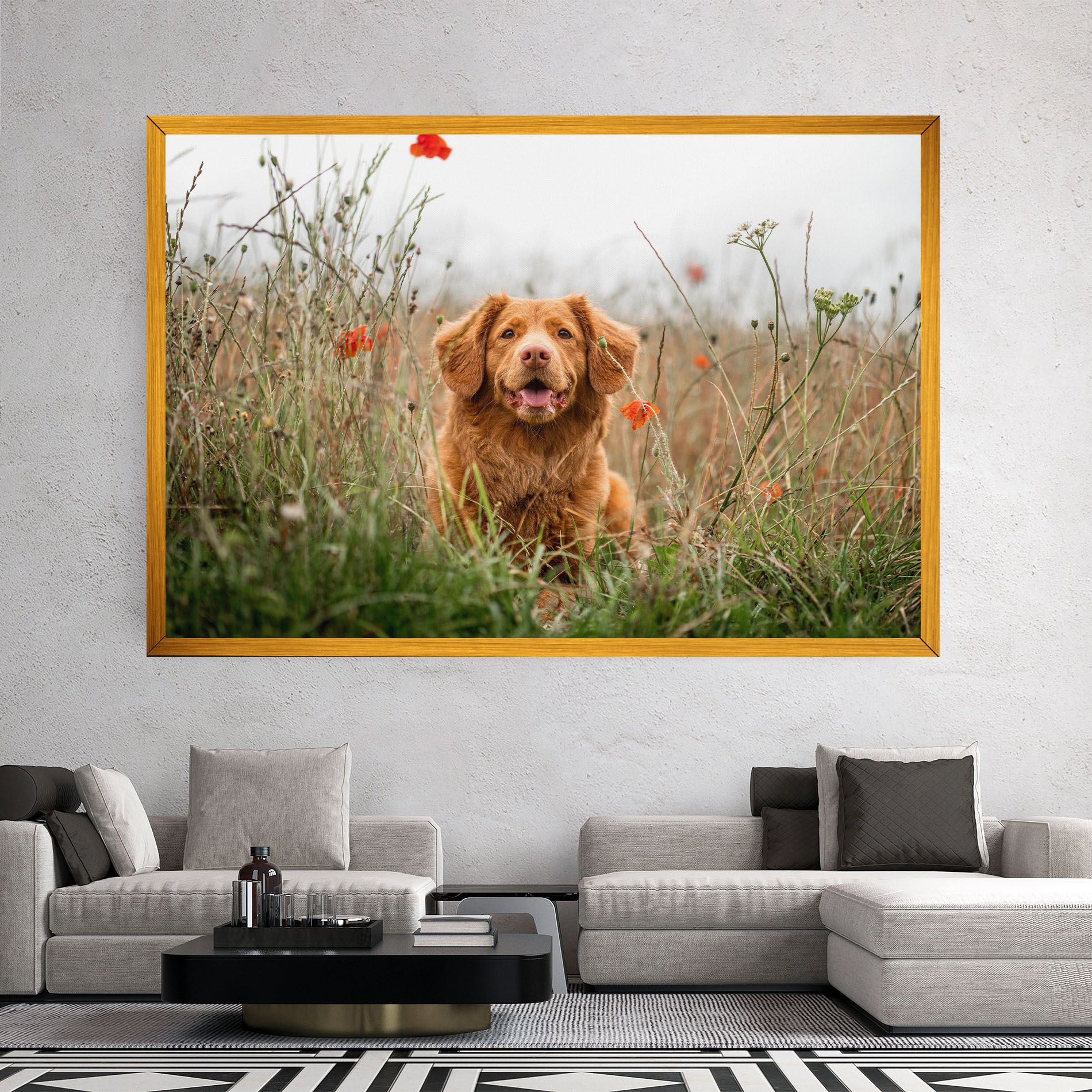 Red Flowers Dog mockup 2