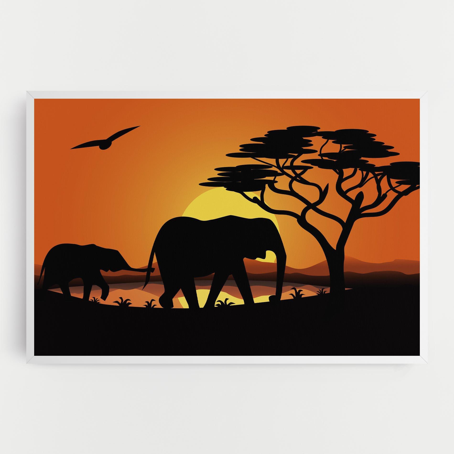 Leinwandbild Elephant Sunset mockup 0