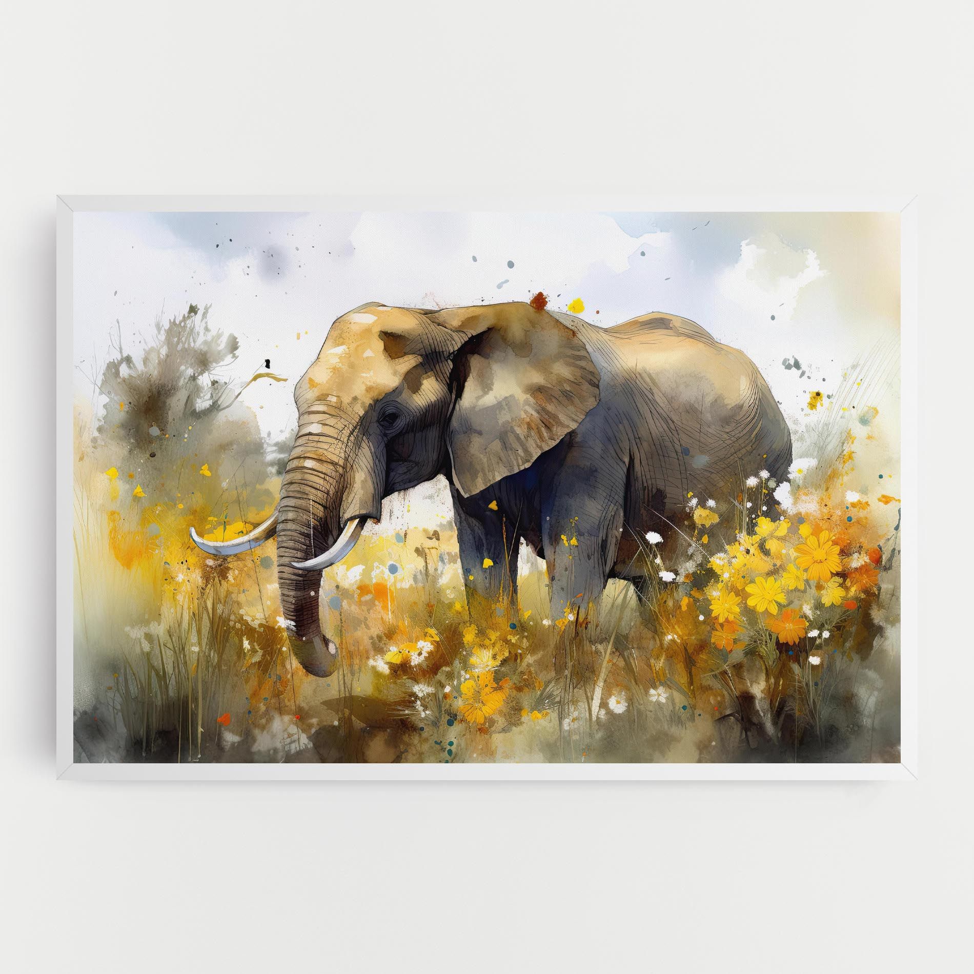 Yellow Flowers Elephant mockup 0