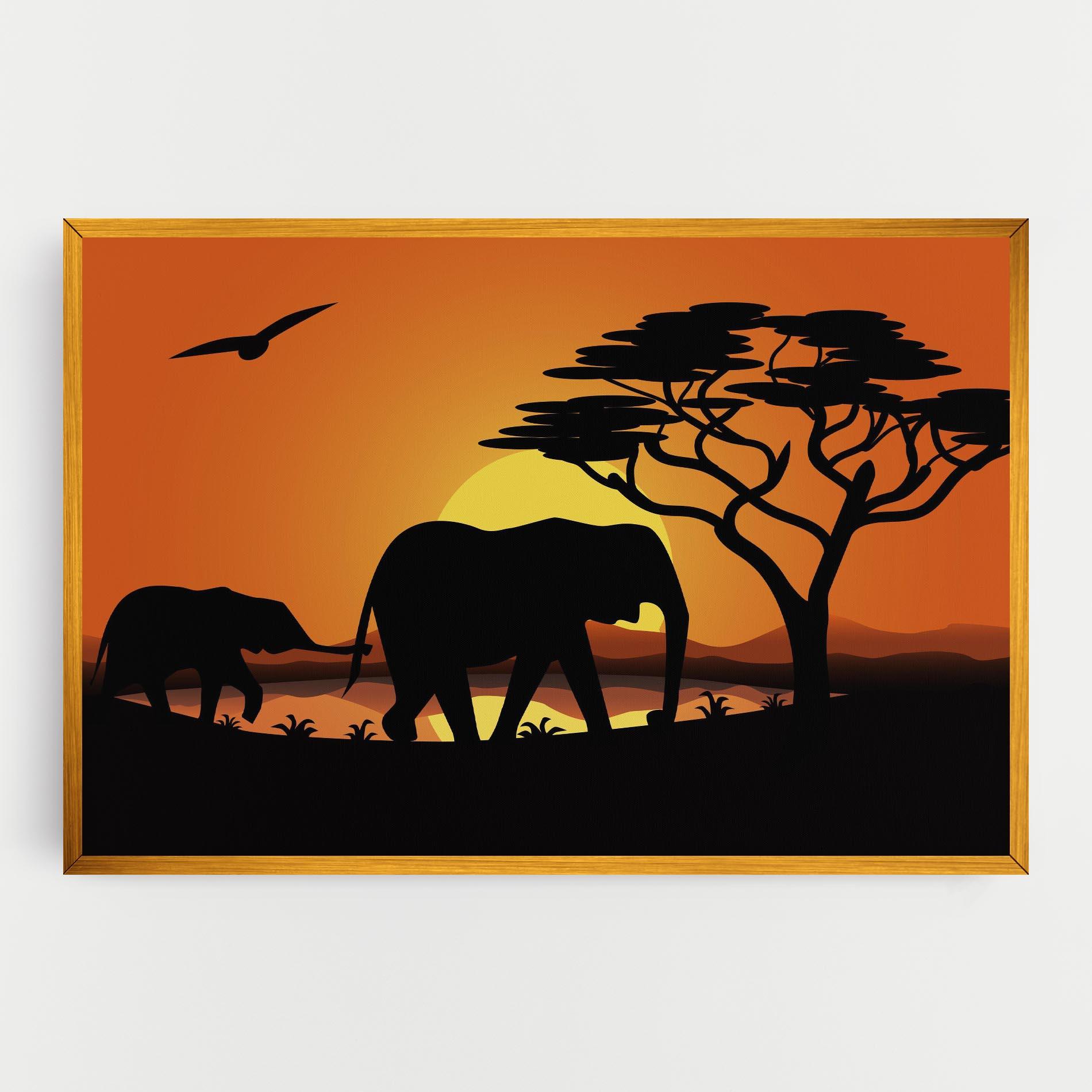 Leinwandbild Elephant Sunset mockup 0