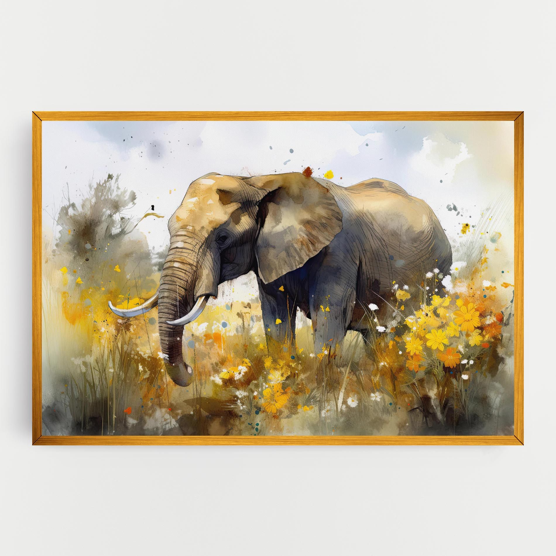 Yellow Flowers Elephant mockup 0