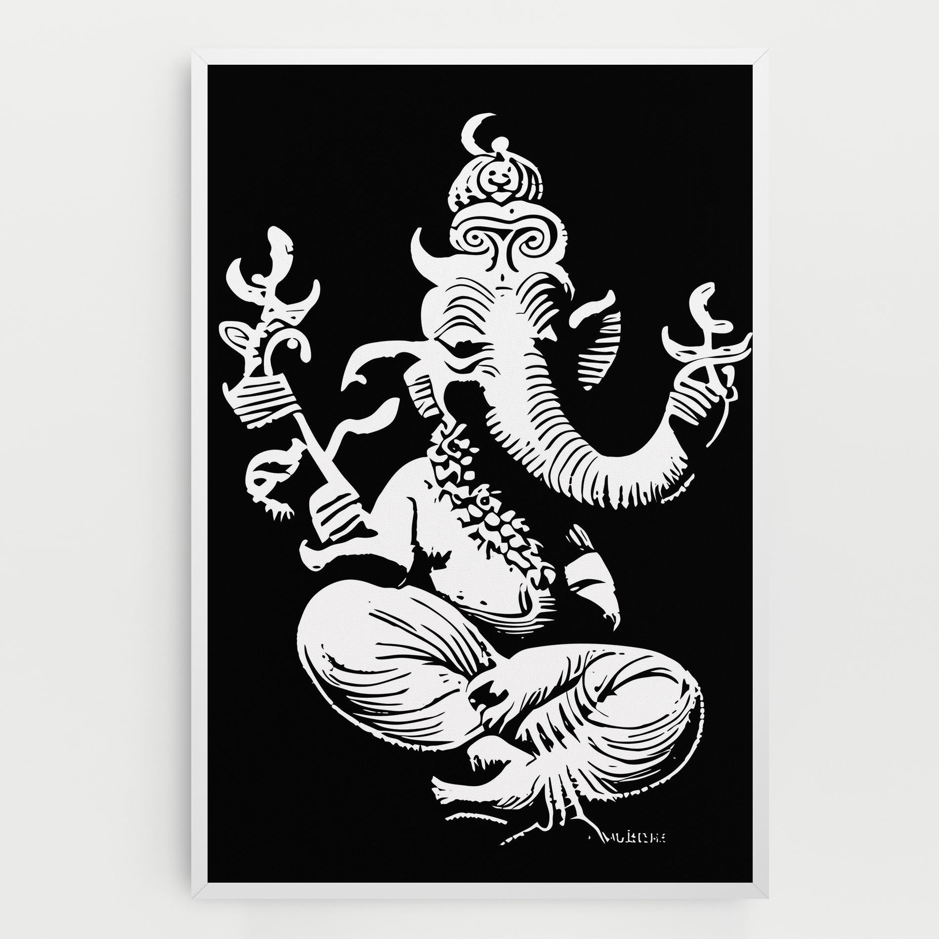 Leinwandbild Black And White Ganesha mockup 0