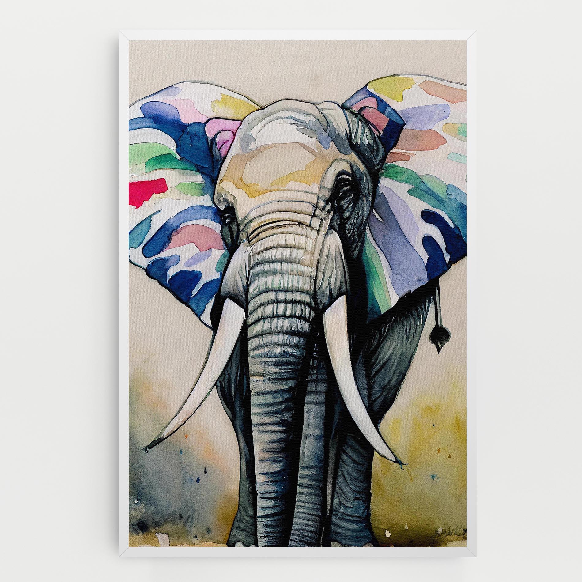 Leinwandbild Watercolor Elephant Art mockup 0