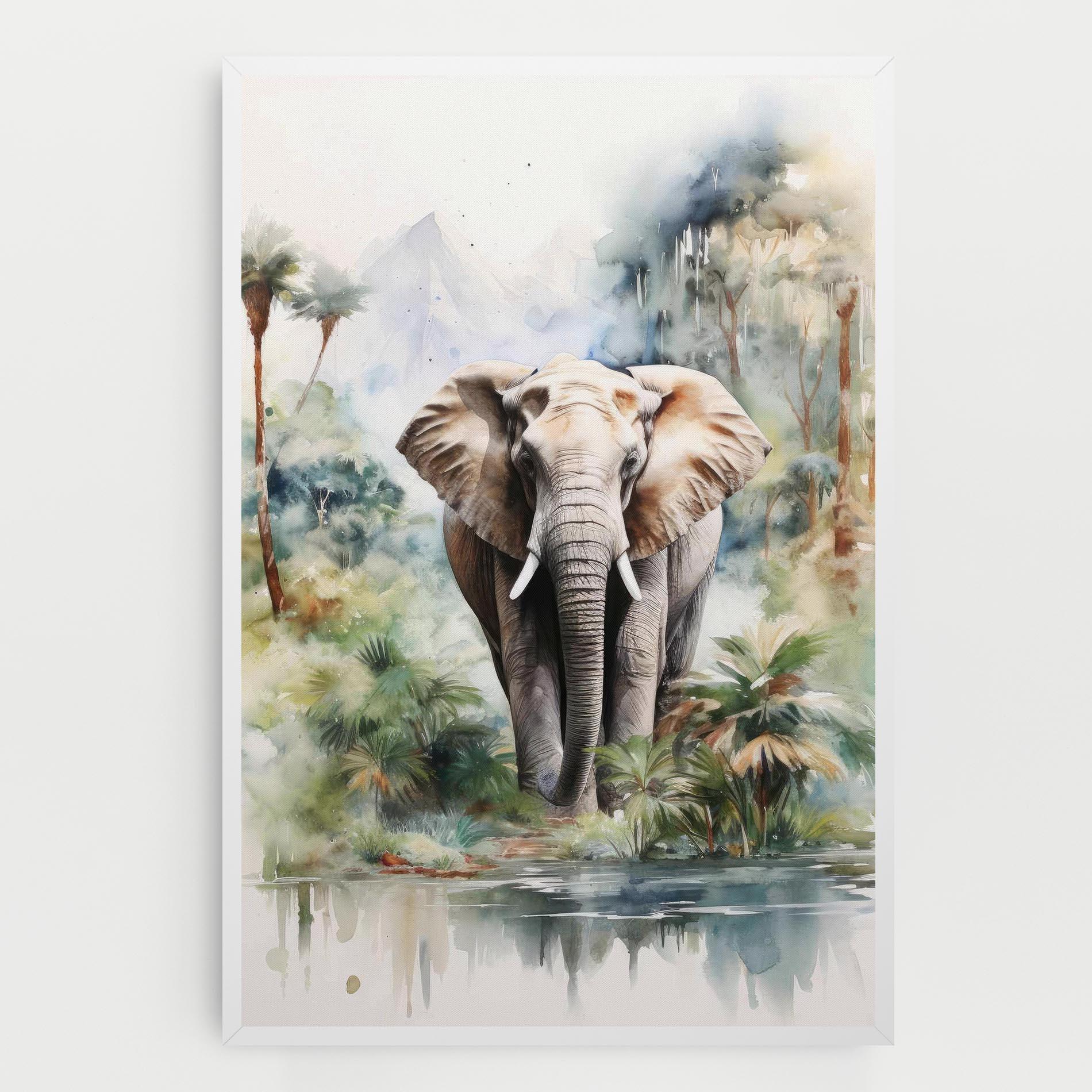 Leinwandbild Wild Watercolor Elephant mockup 0