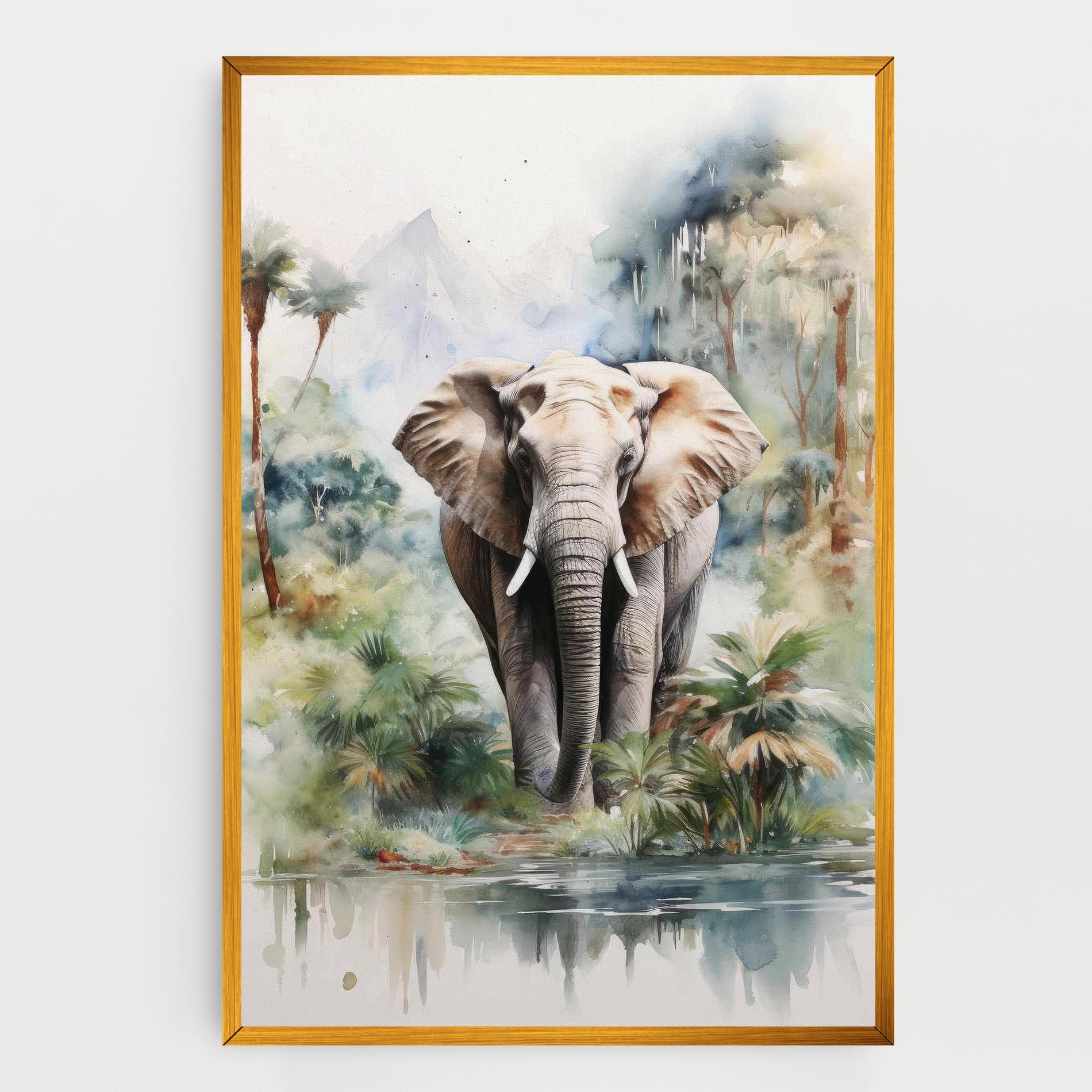Leinwandbild Wild Watercolor Elephant mockup 0