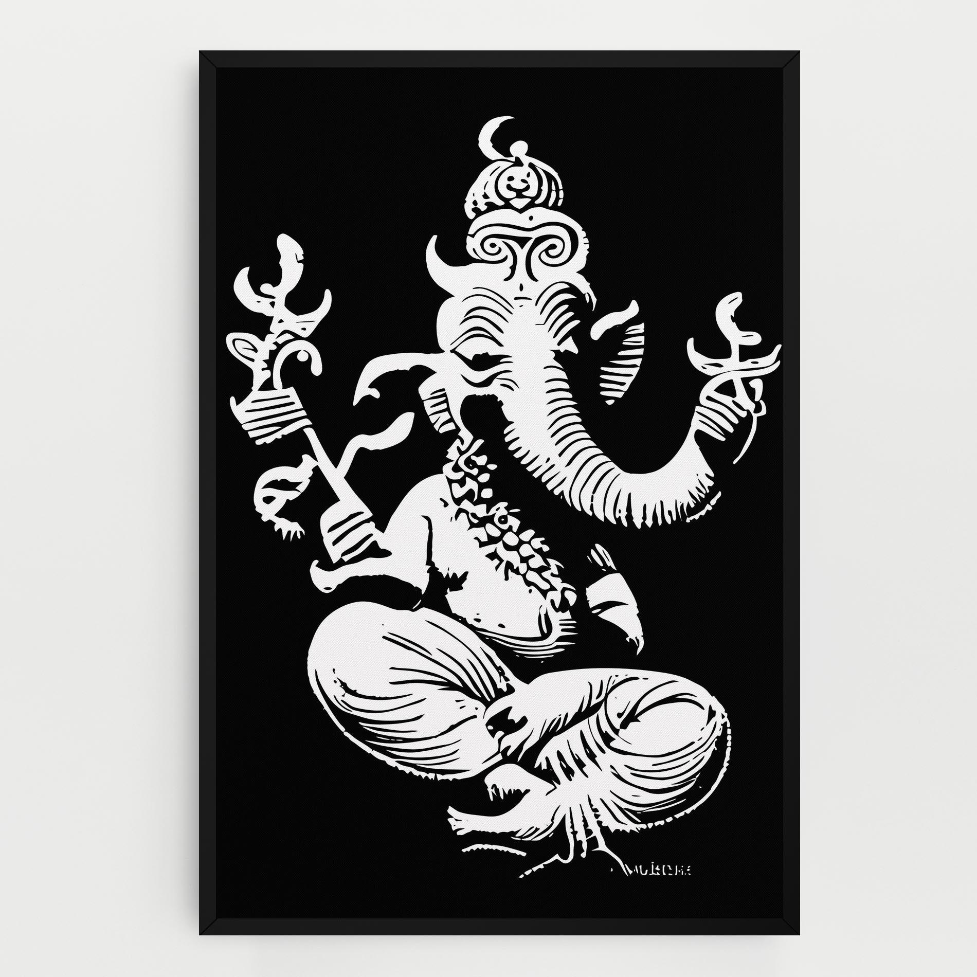 Leinwandbild Black And White Ganesha mockup 0