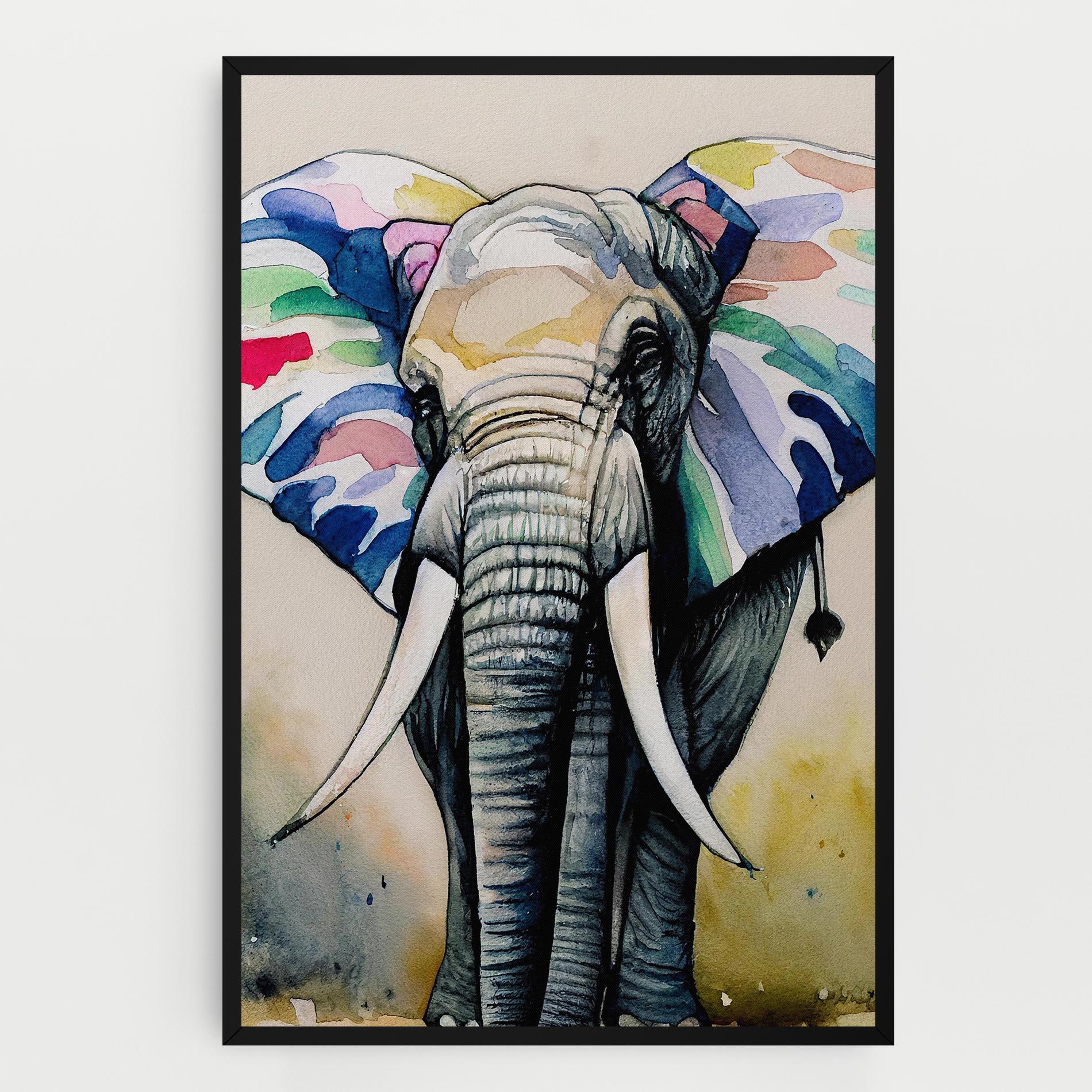 Leinwandbild Watercolor Elephant Art mockup 0