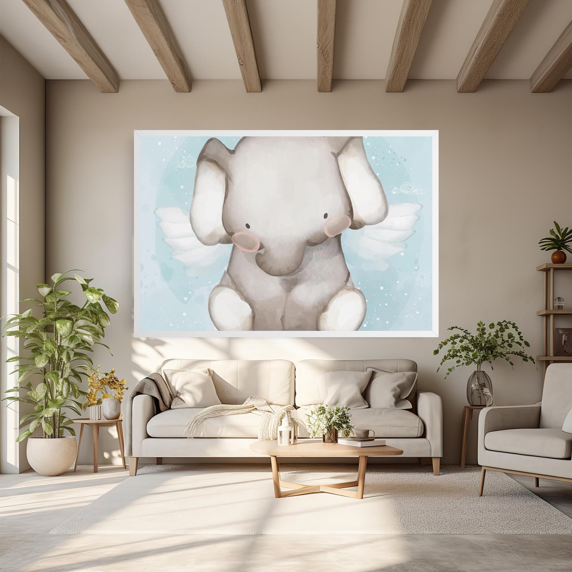 Leinwandbild Elephant On Blue mockup 6