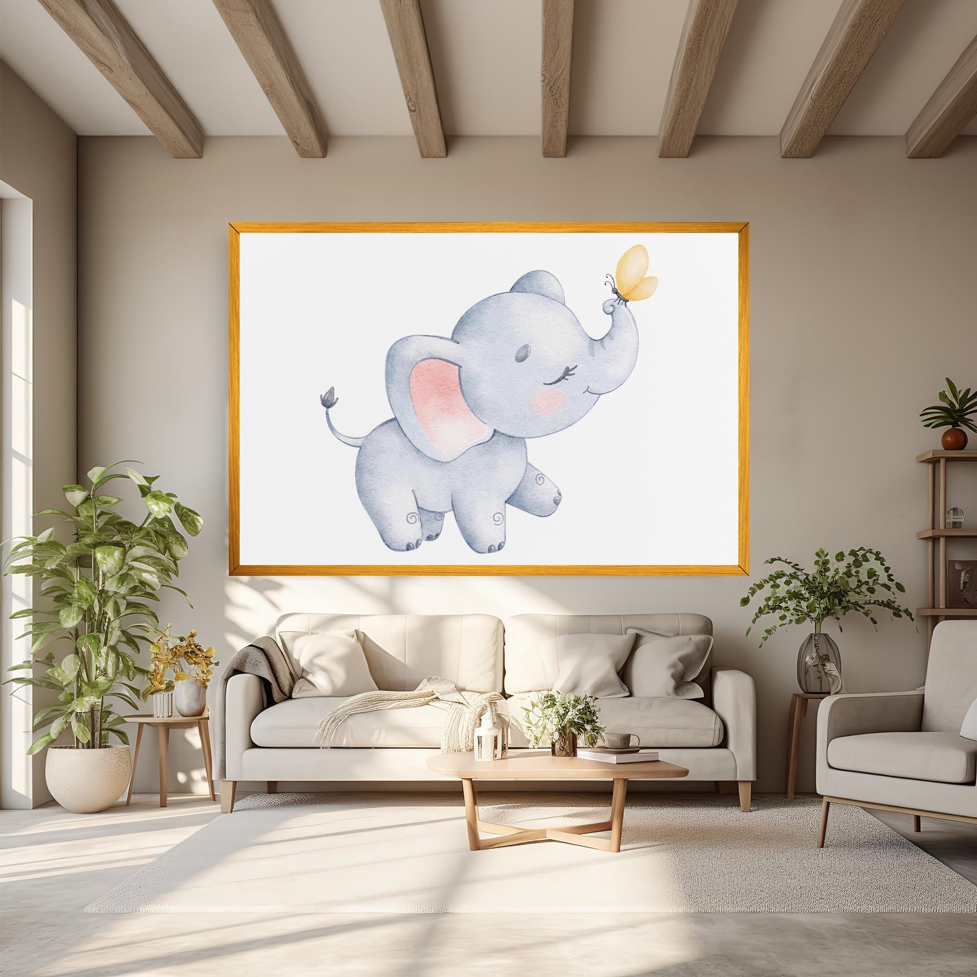 Leinwandbild Elephant Butterfly mockup 6