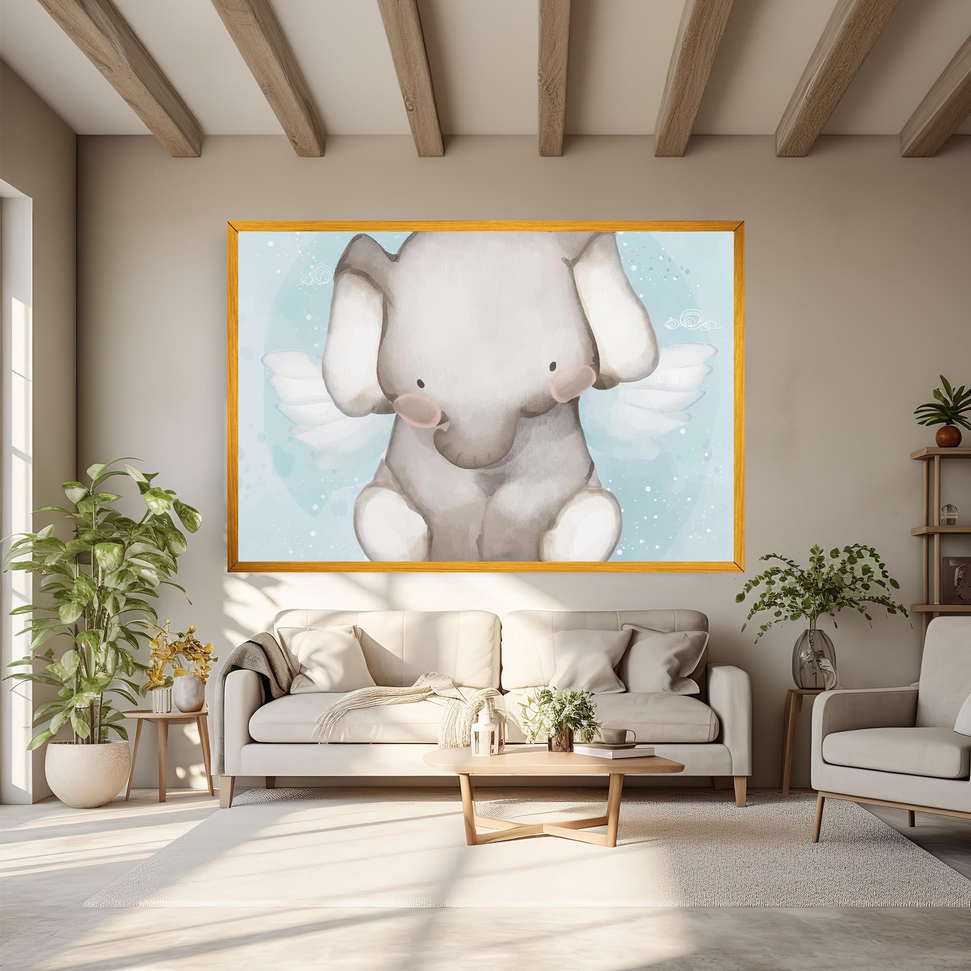 Leinwandbild Elephant On Blue mockup 6