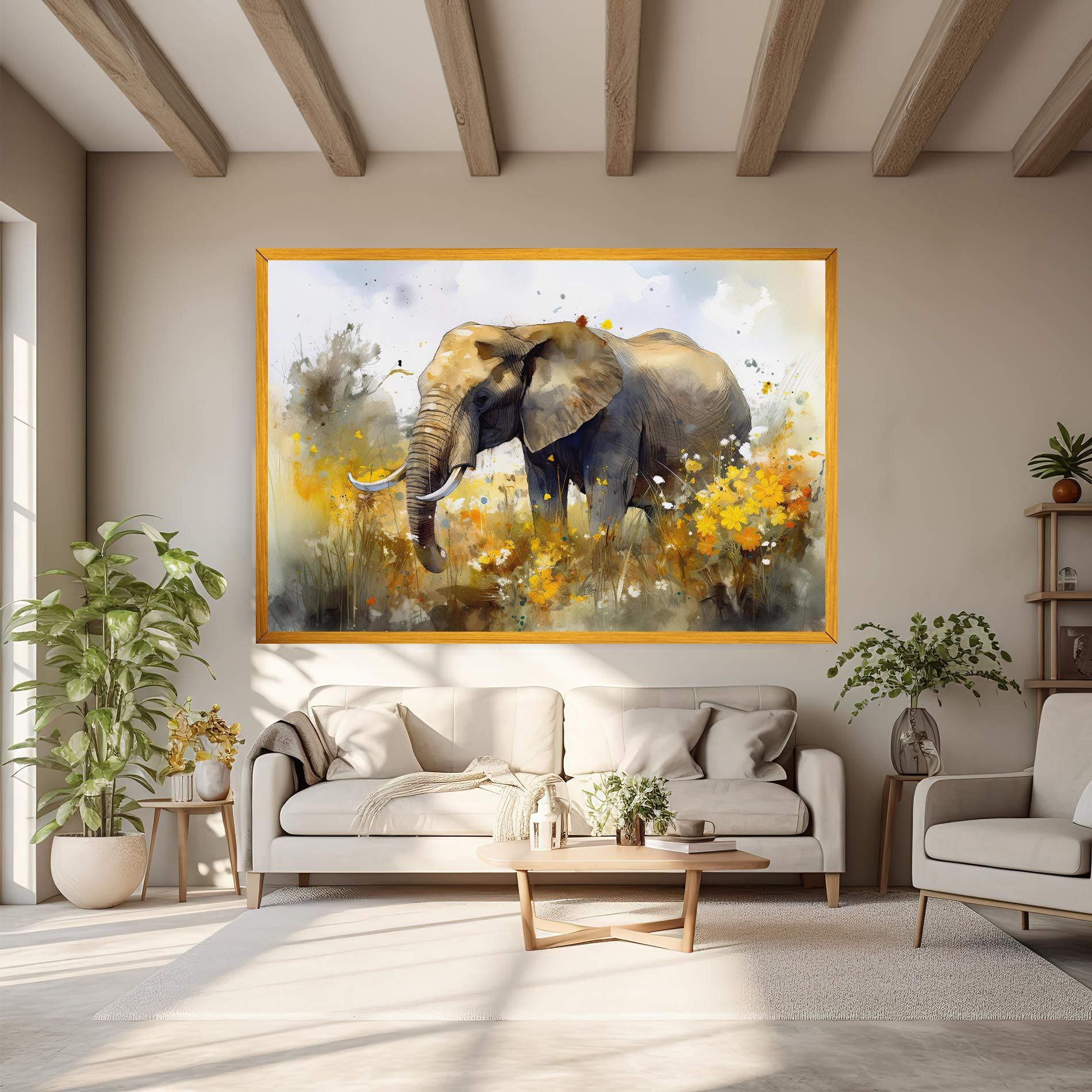 Yellow Flowers Elephant mockup 6