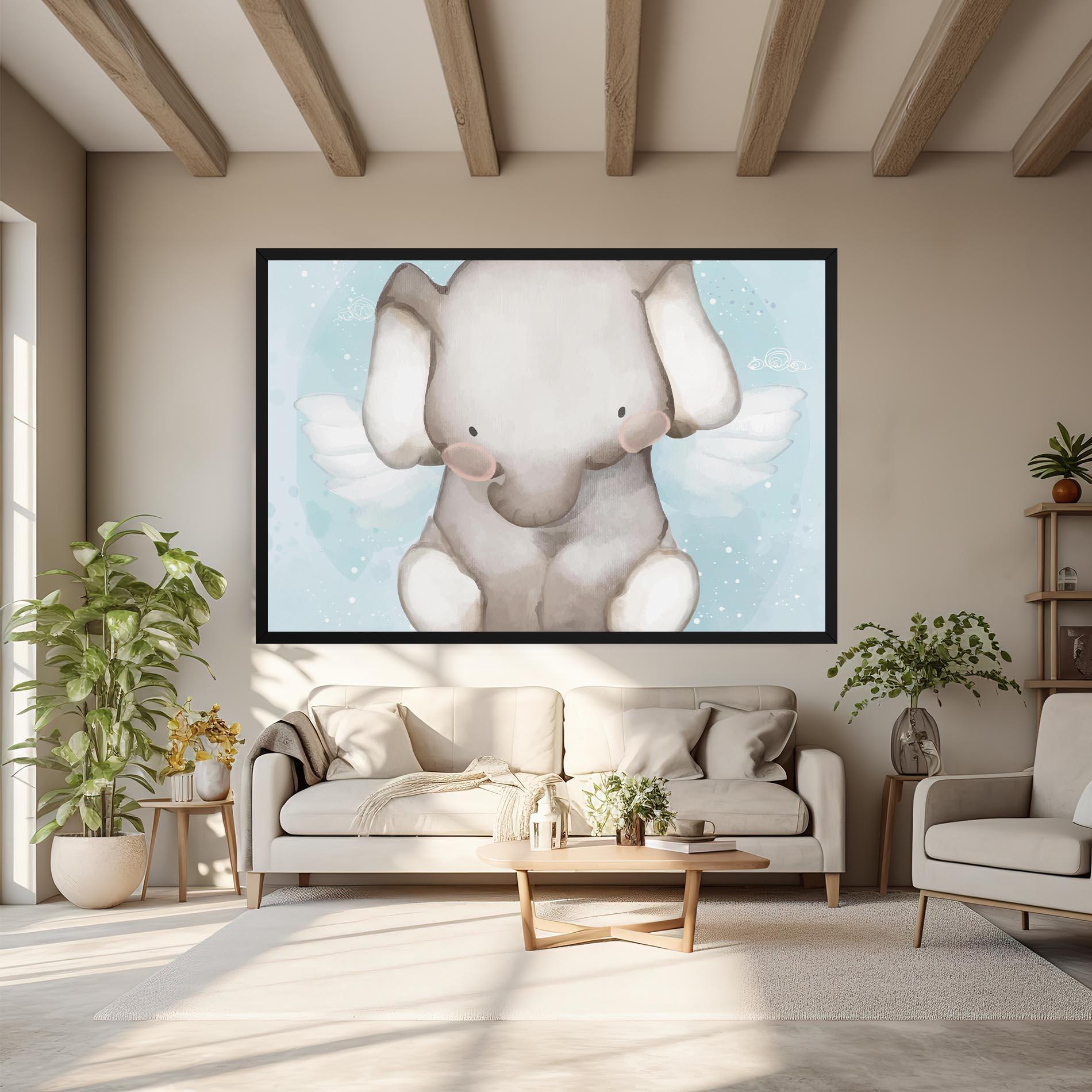 Leinwandbild Elephant On Blue mockup 6
