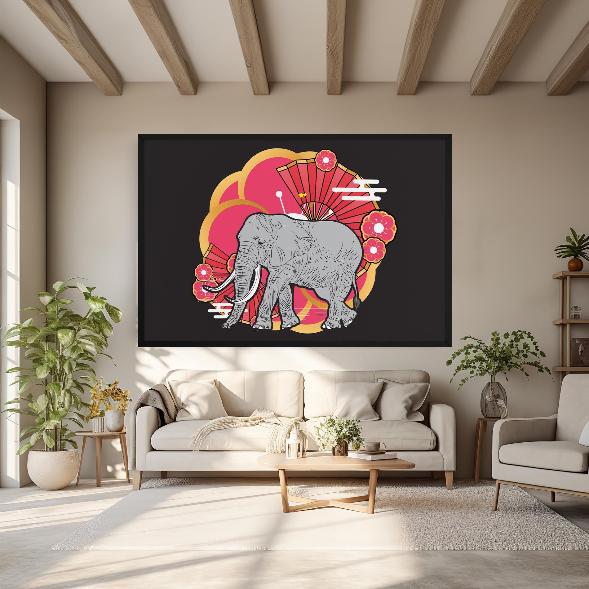 Leinwandbild Elephant On Pink mockup 6